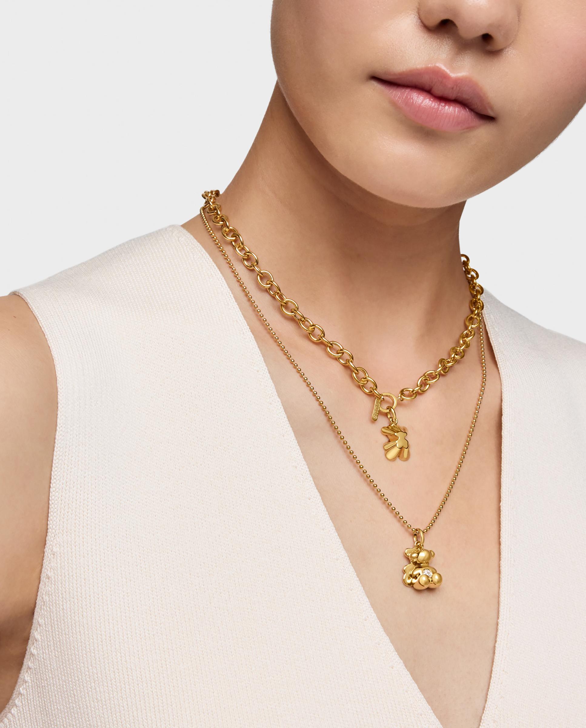Pendentes Bold Bear Duplo Urso Banhado em Ouro 18 Kt Sobre Prata e Diamante Criado em Laboratório Branco-6