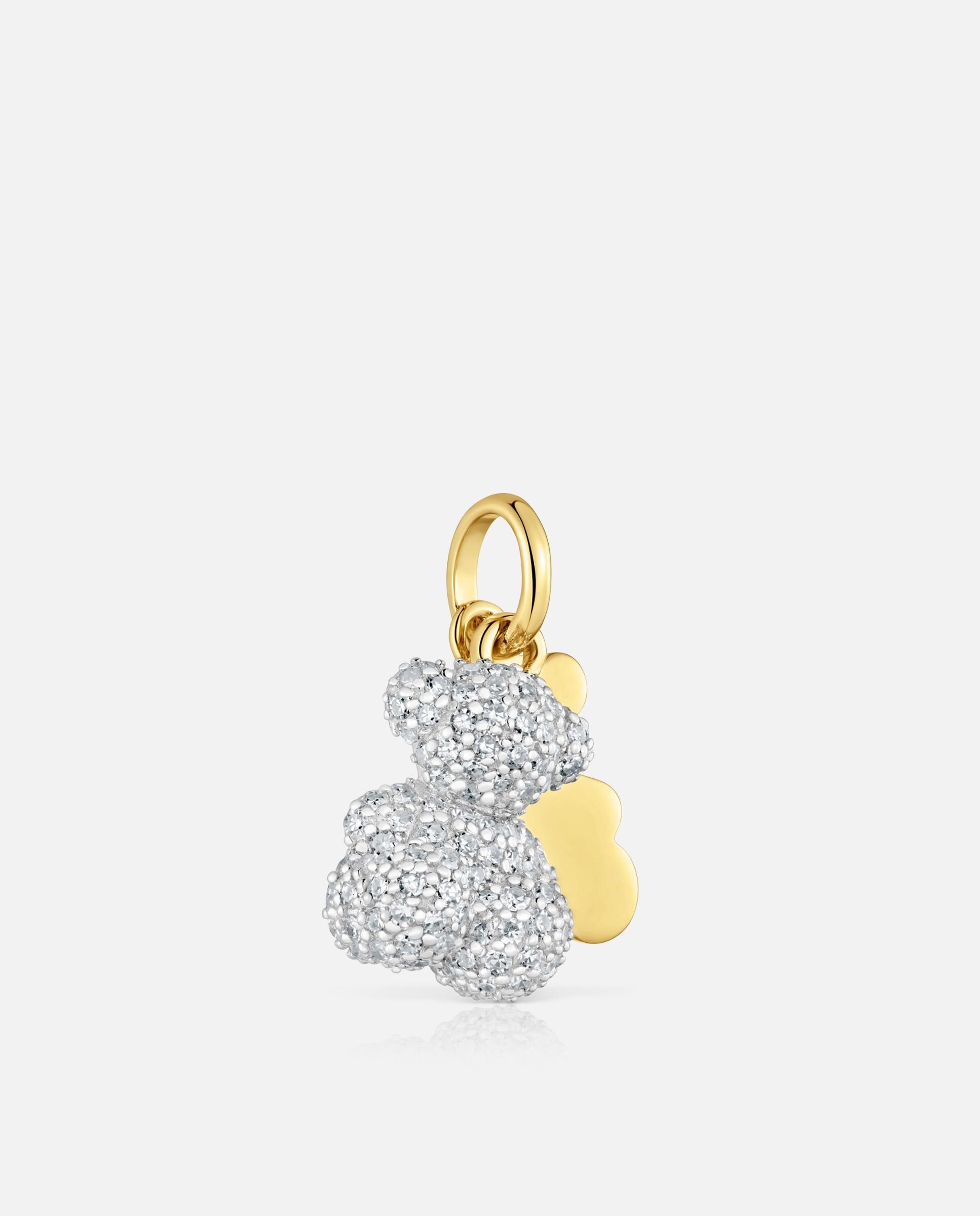 Pendente Bold Bear Duplo Urso de Ouro 14 Kt e Diamantes Branco-2
