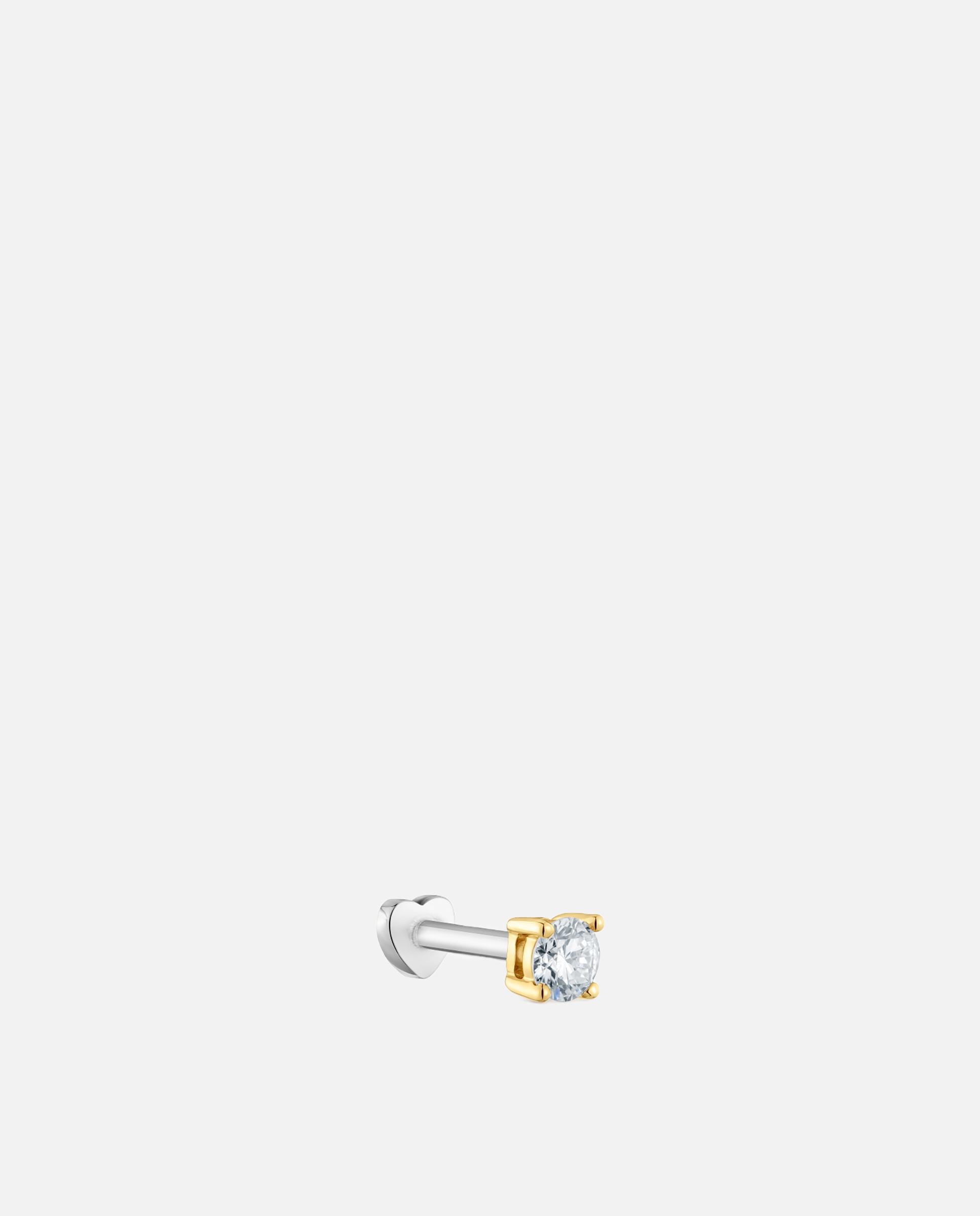 Piercing de Orelha Shine Lgd de Ouro 14 Kt e Diamante Criado em Laboratório 0,10 Ct Branco-2