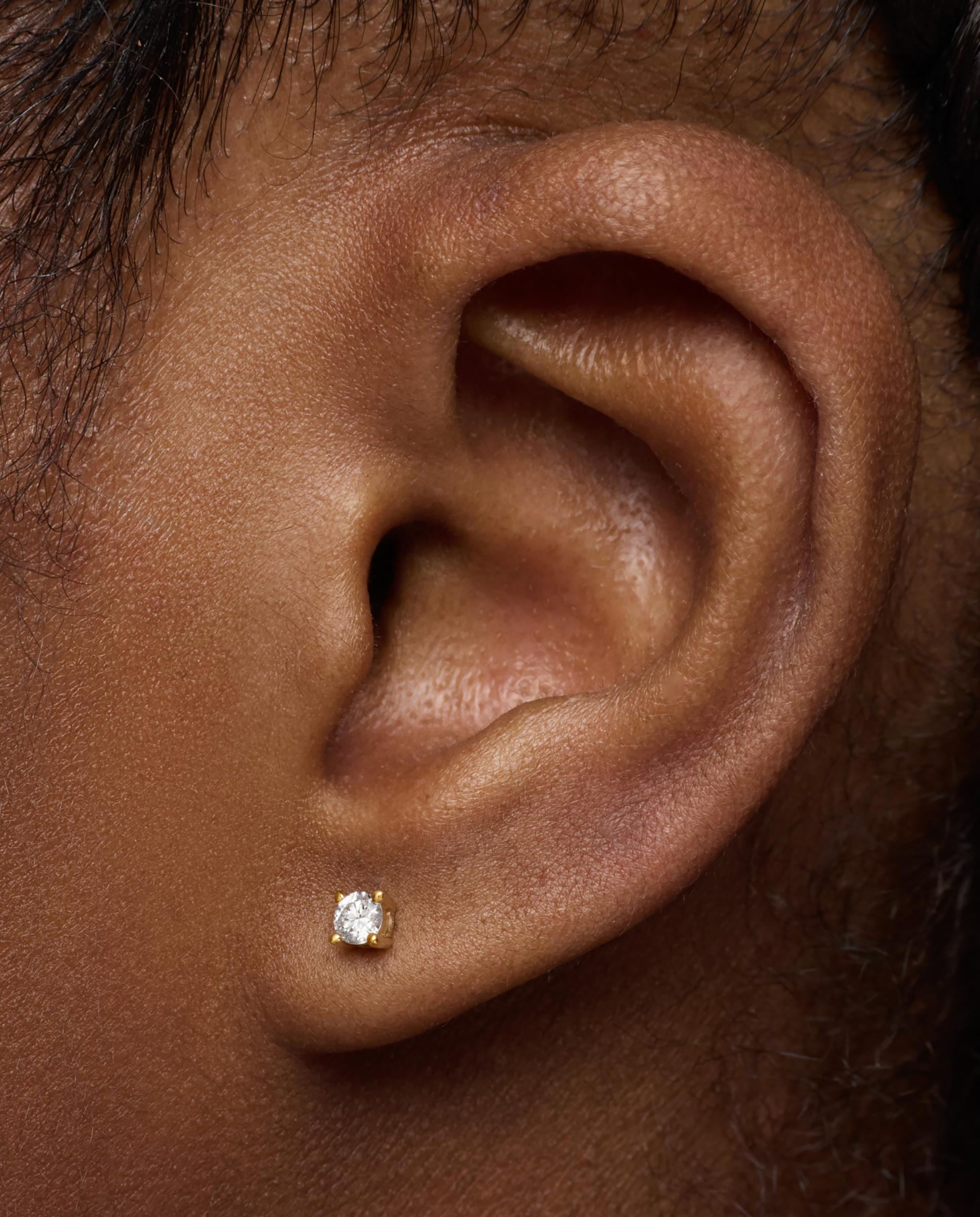 Piercing de Orelha Shine Lgd de Ouro 14 Kt e Diamante Criado em Laboratório 0,10 Ct Branco-4