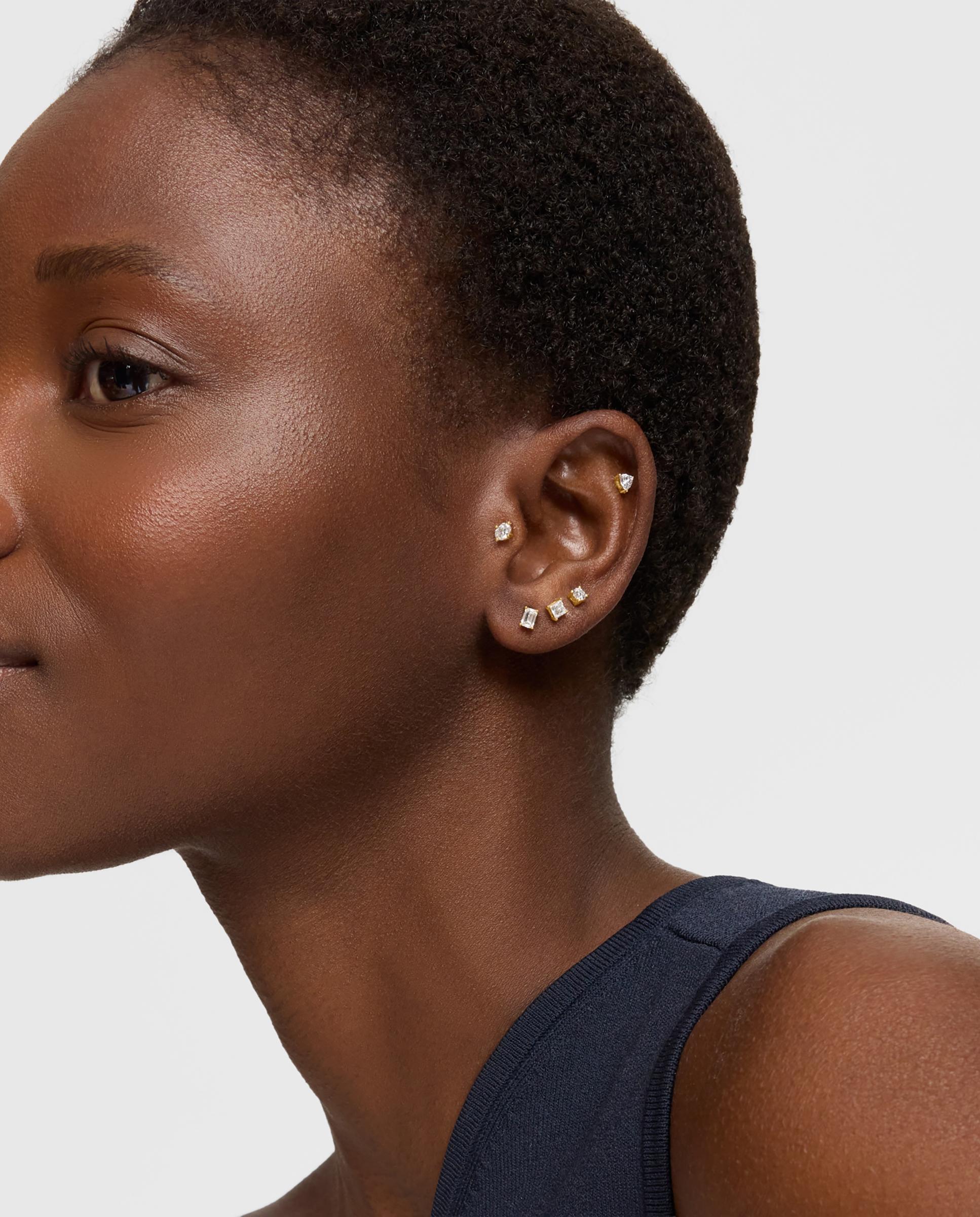 Piercing de Orelha Shine Lgd de Ouro 14 Kt e Diamante Criado em Laboratório 0,21 Ct Branco-5