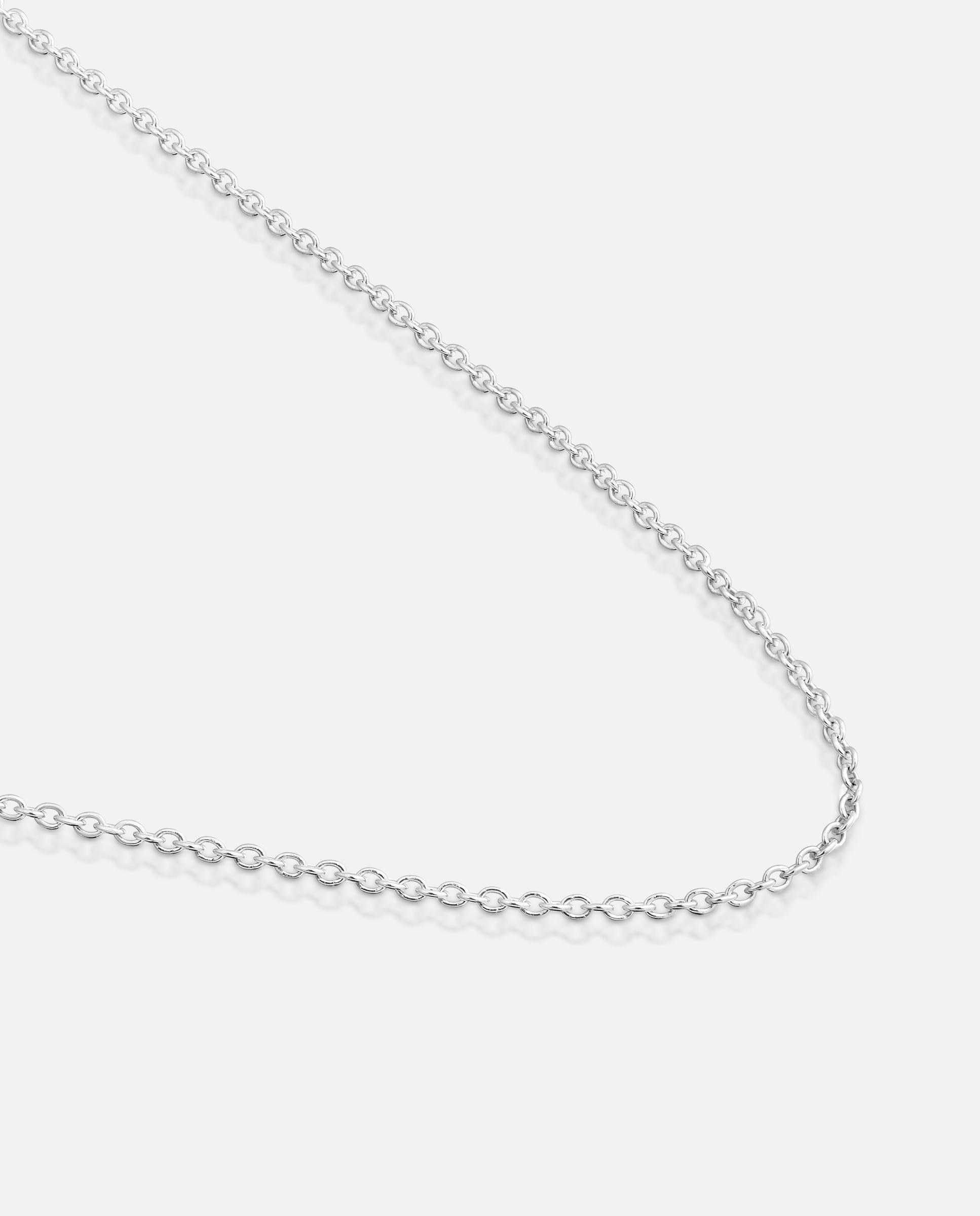Corrente Basics Curta de Ouro Branco 14 Kt Prateado-2