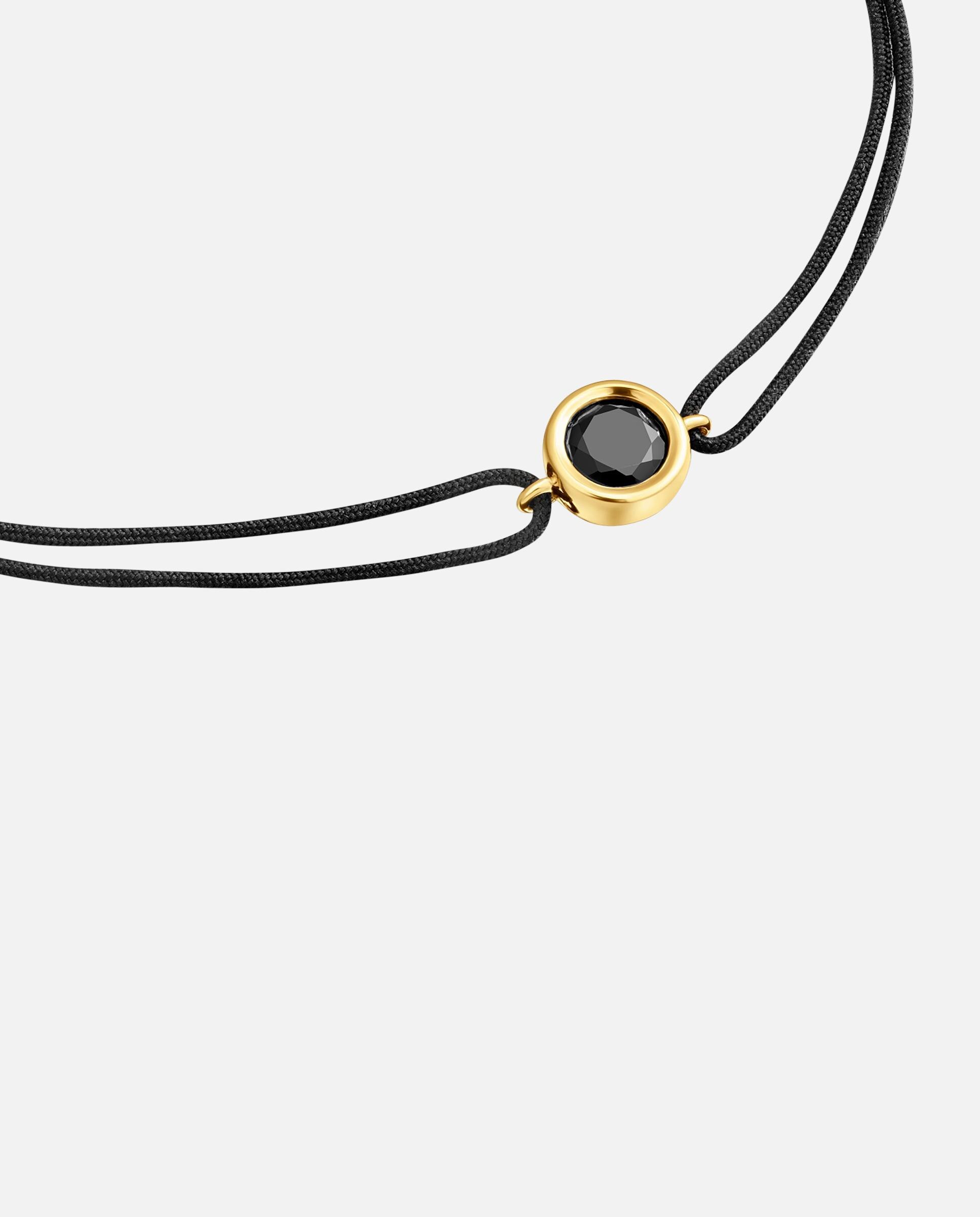 Pulseira de Nylon em Preto com Banho de Ouro 18 Kt Sobre Prata e Espinela em Preto Line Preto-3