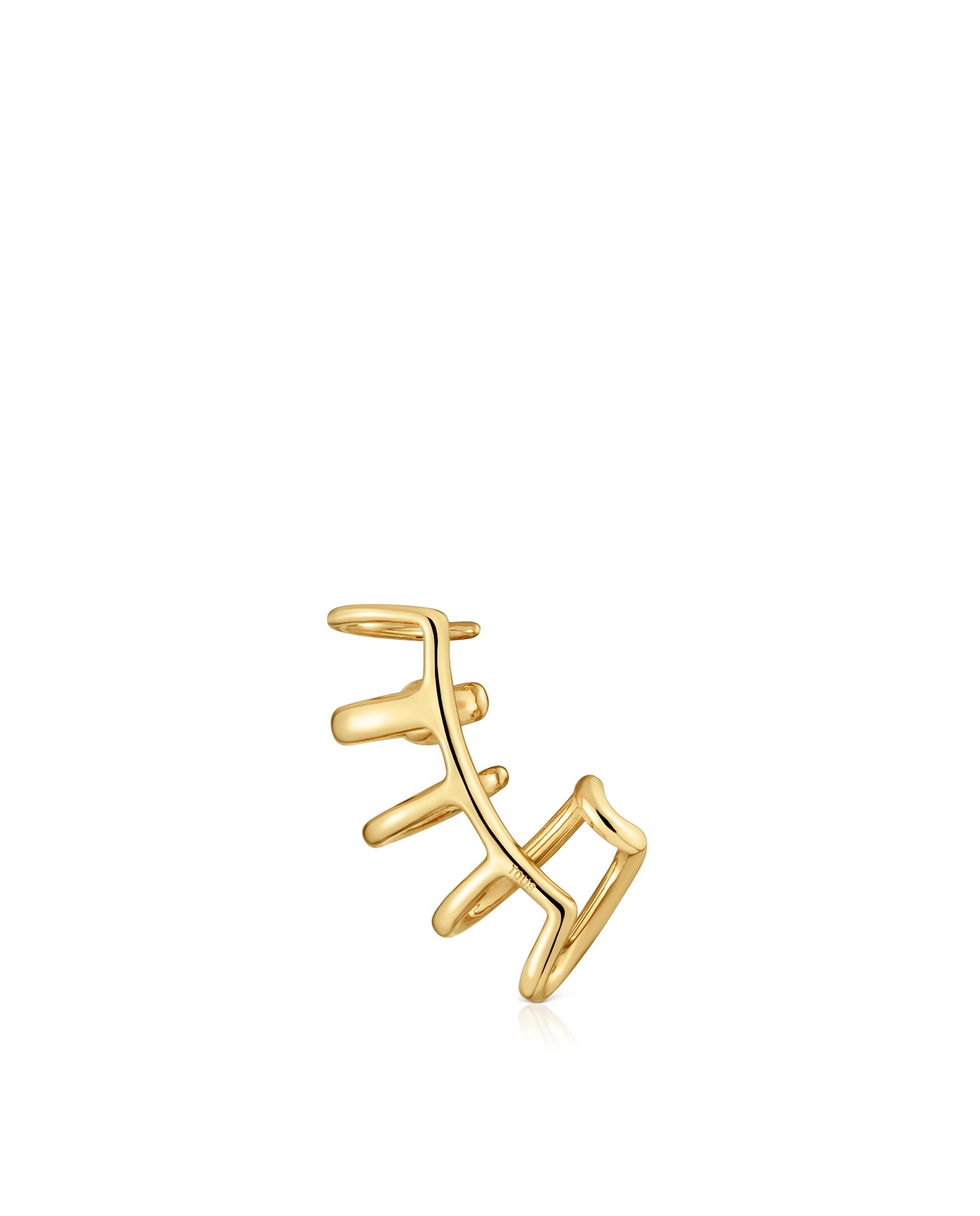Brincos Trepador Earcuff 5 Argolas com Banho de Ouro 18 Kt Sobre Prata e Espinela Negra Line Preto-3