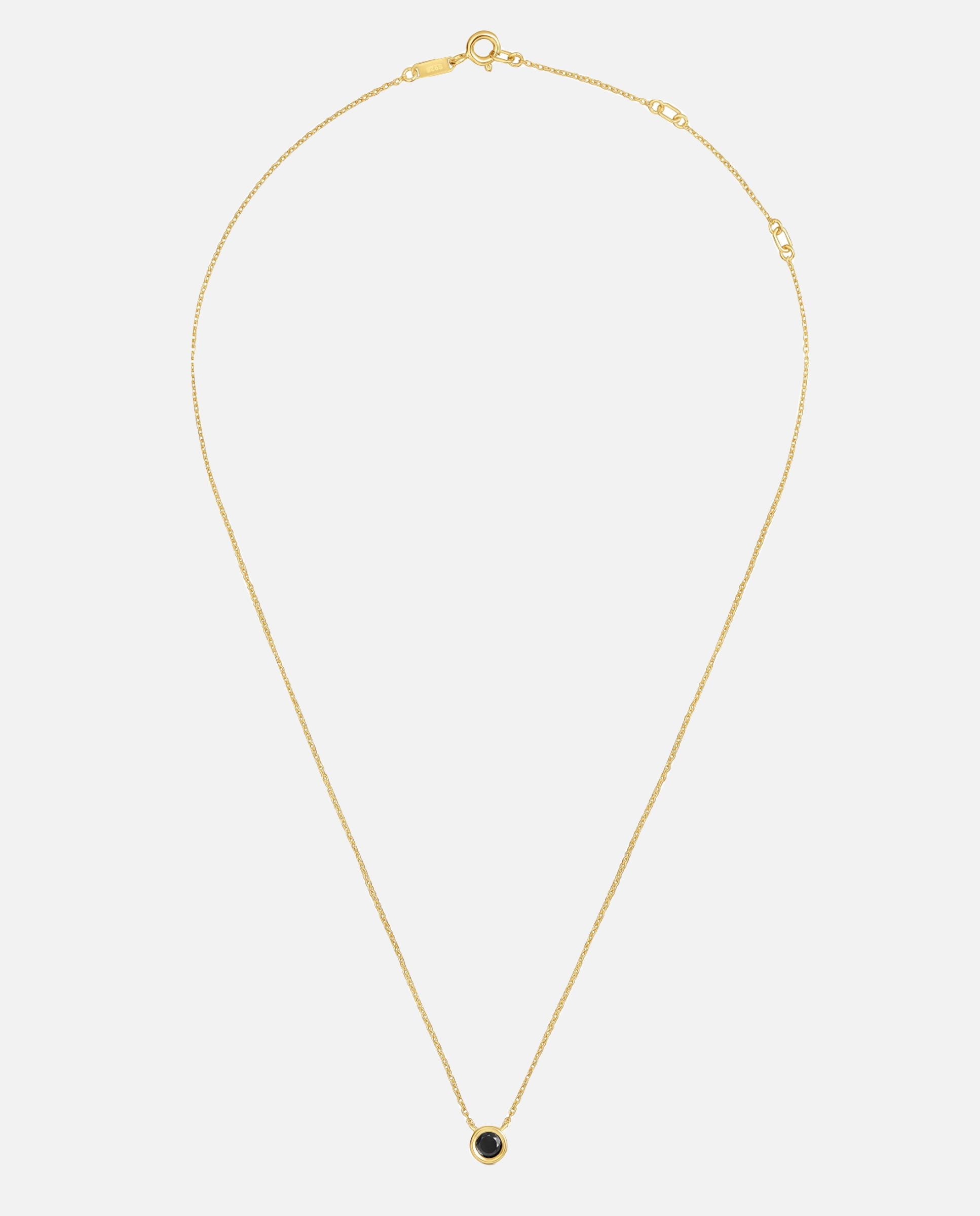 Colar Curto com Banho de Ouro 18 Kt Sobre Prata e Espinela Negra Line Preto-1