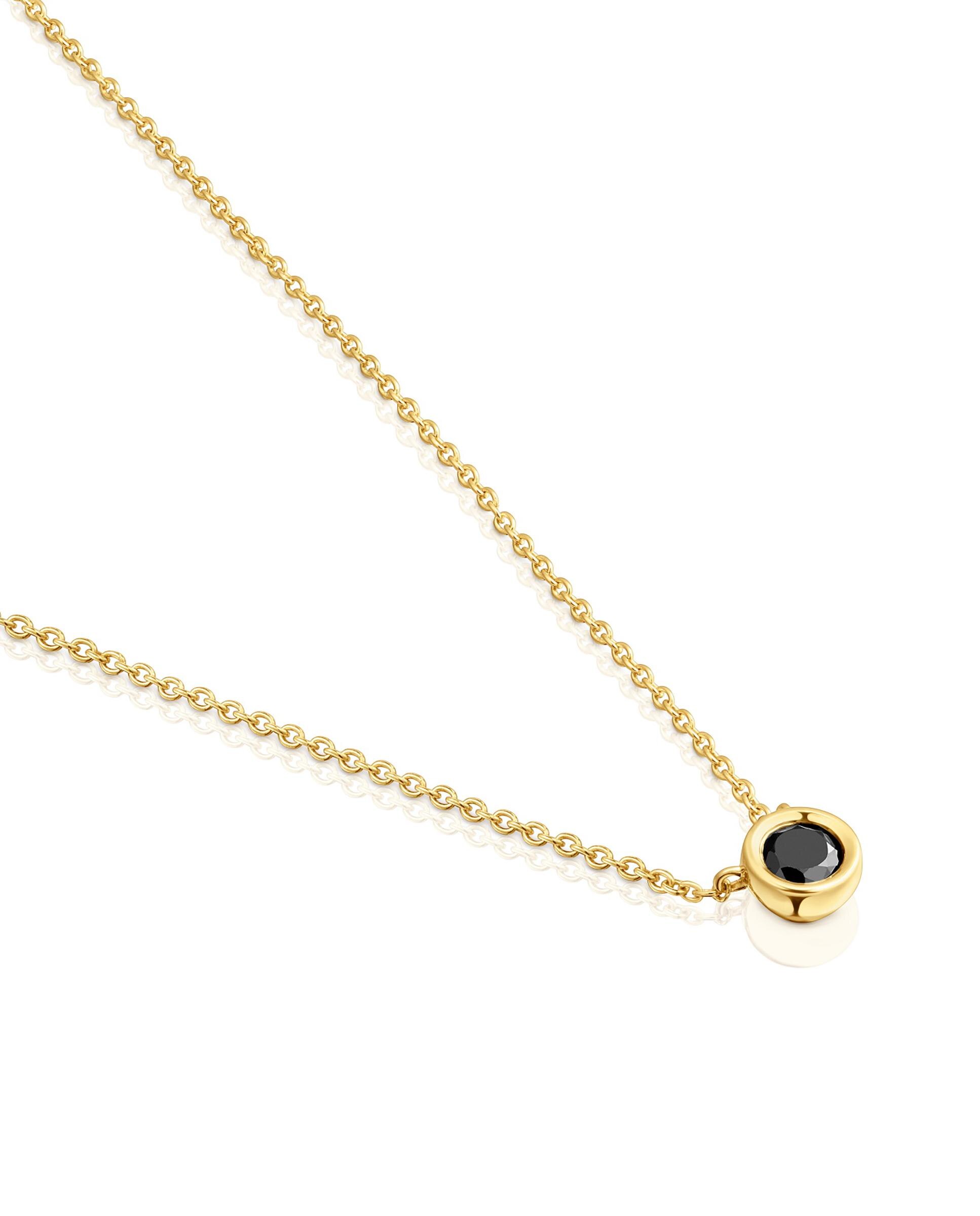 Colar Curto com Banho de Ouro 18 Kt Sobre Prata e Espinela Negra Line Preto-2