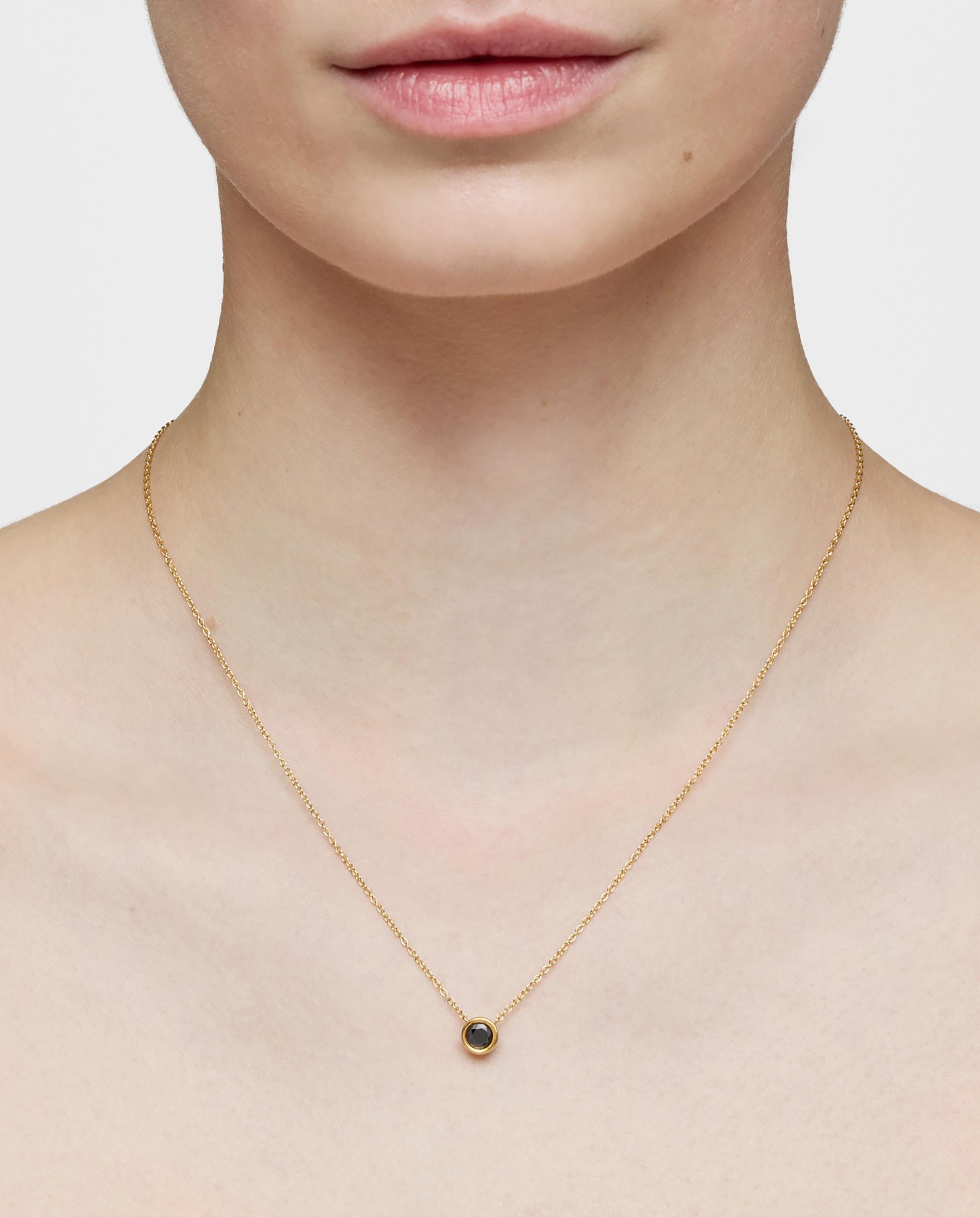 Colar Curto com Banho de Ouro 18 Kt Sobre Prata e Espinela Negra Line Preto-5