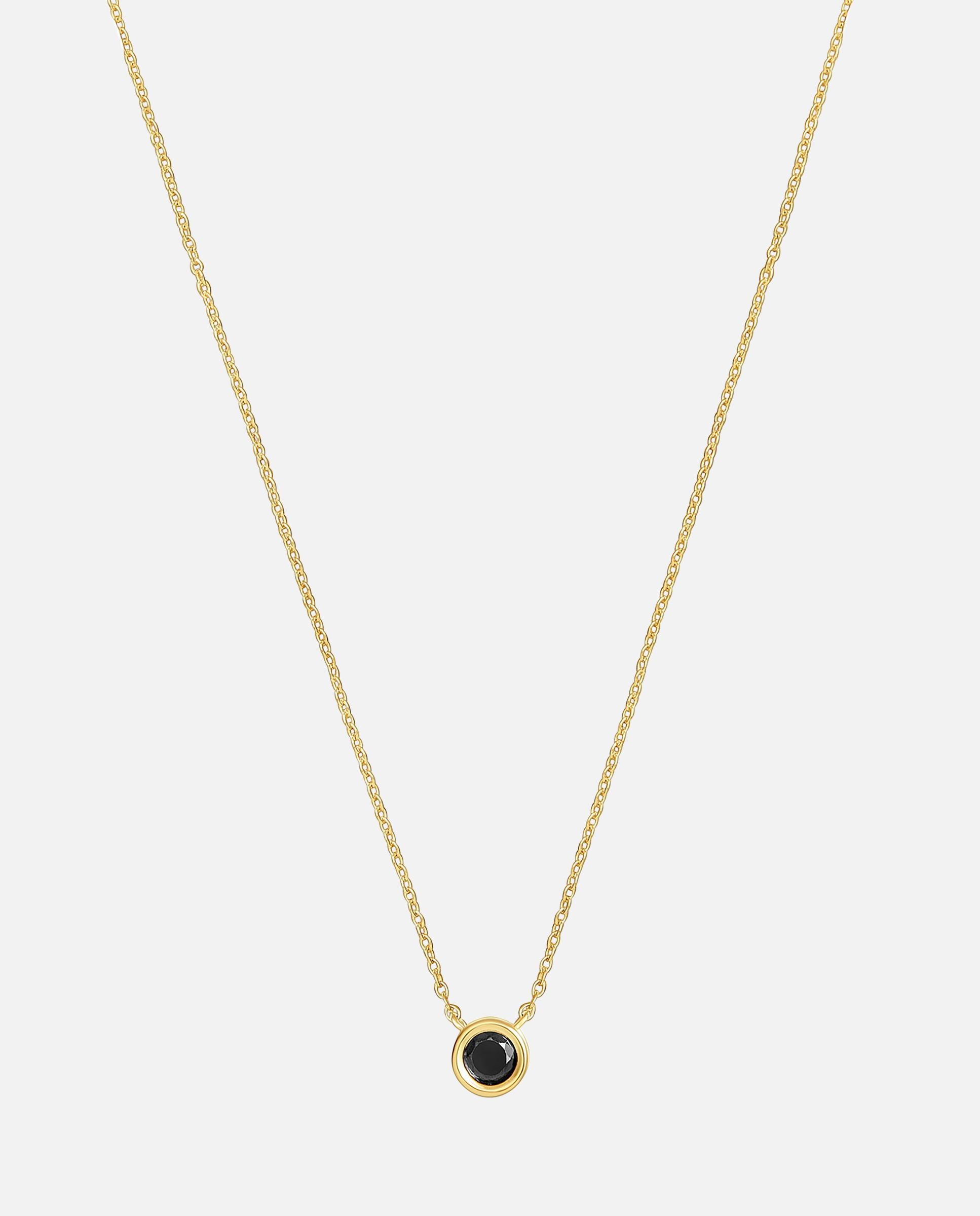 Colar Curto com Banho de Ouro 18 Kt Sobre Prata e Espinela Negra Line Preto-7