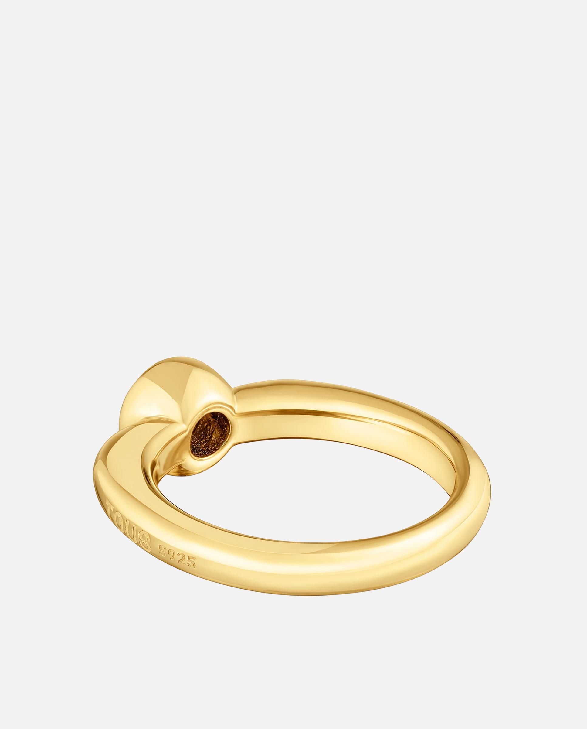 Anel Line Largo Banhado a Ouro 18 Kt Sobre Prata e Espinela Preto-3