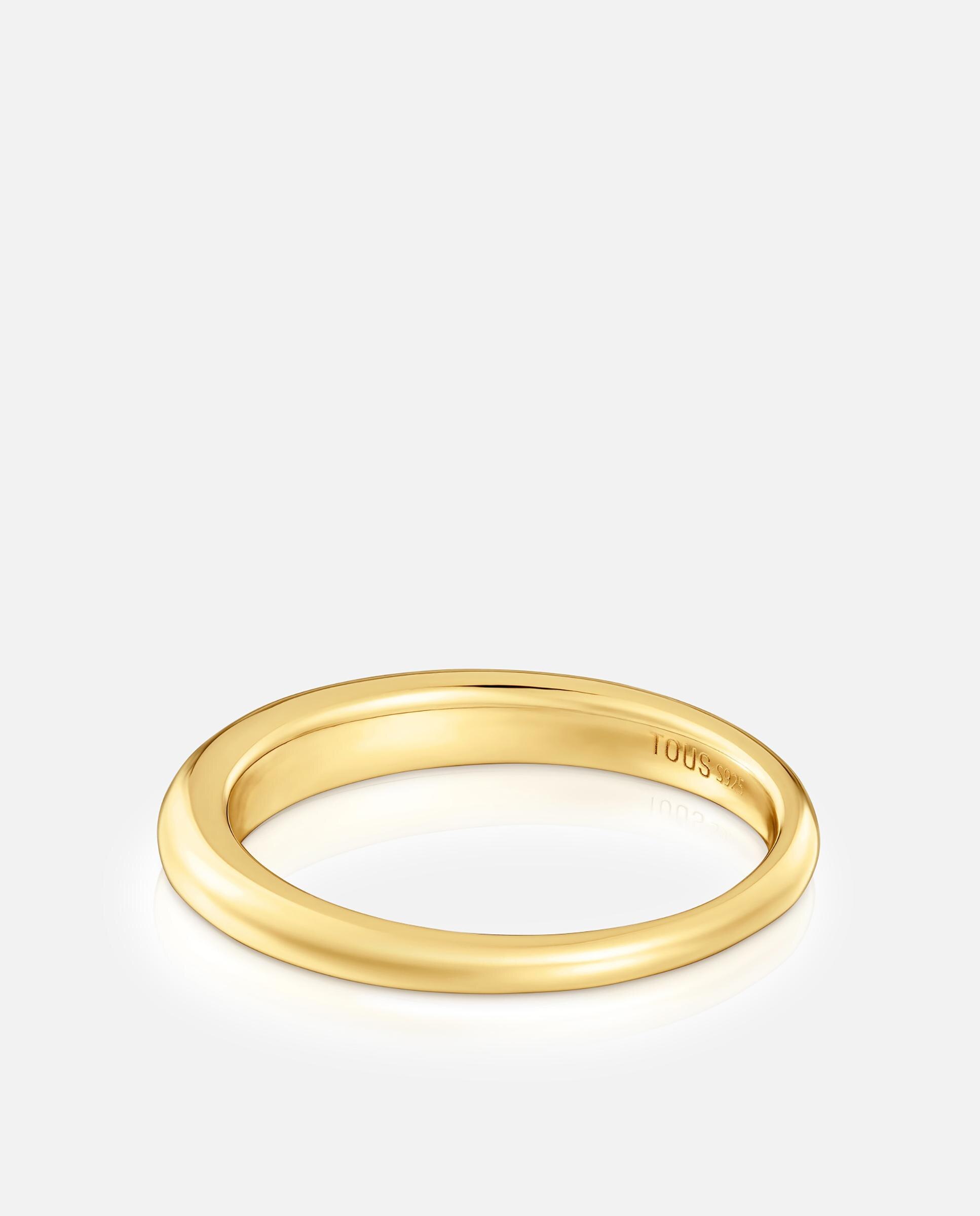 Anel Motivos de Prata Banhado em Ouro 18 Kt Sobre Prata Dourado-3