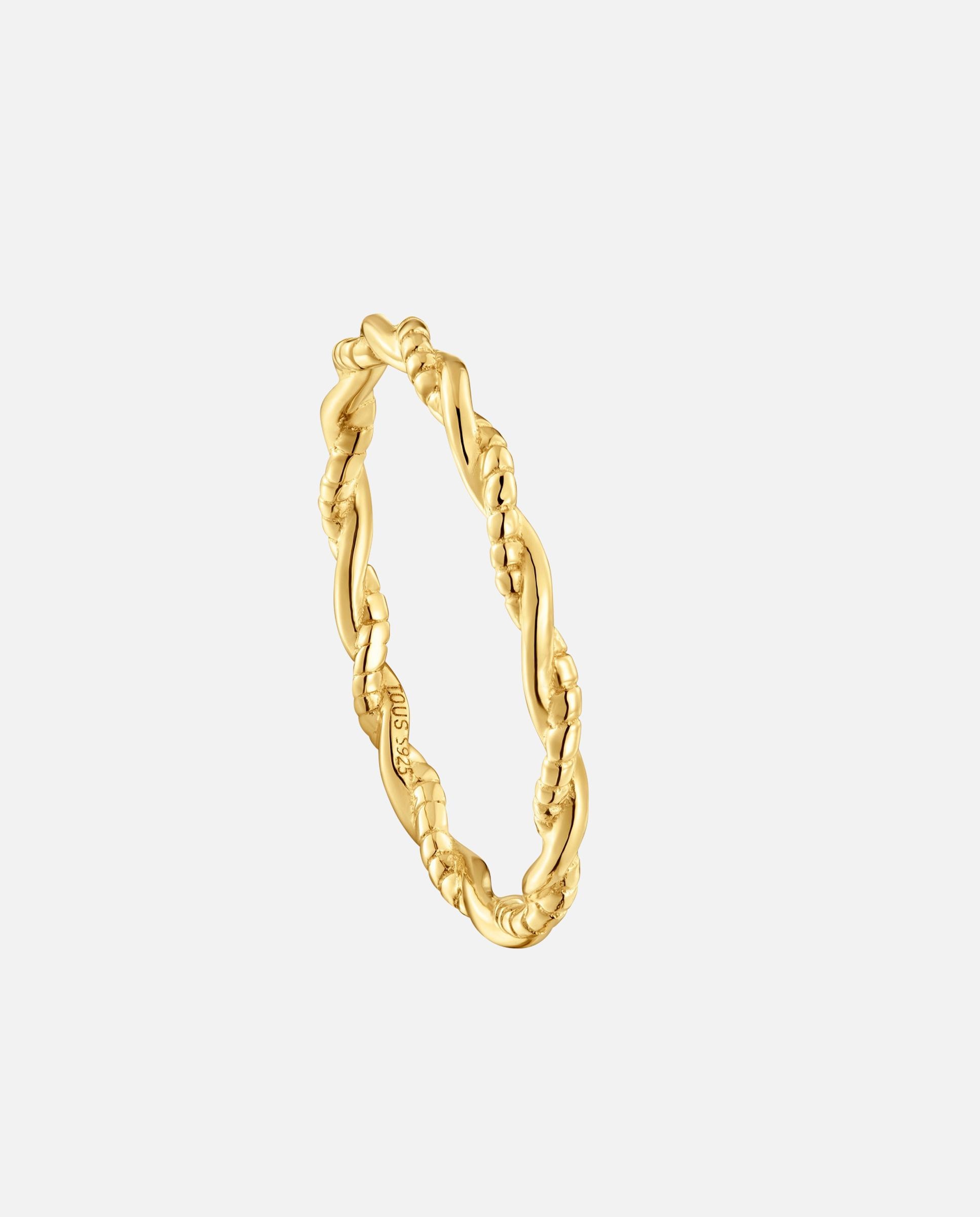Anel com Motivos Banhado em Ouro 18 Kt Sobre Prata Dourado-1