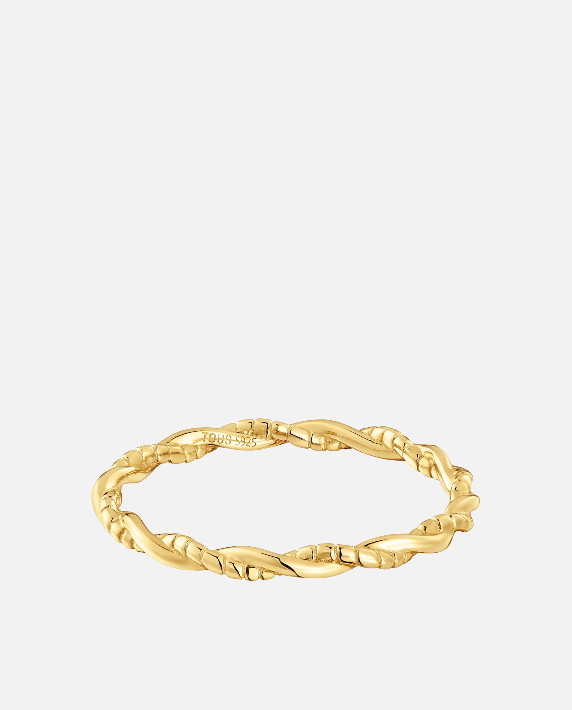 Anel com Motivos Banhado em Ouro 18 Kt Sobre Prata Dourado-2