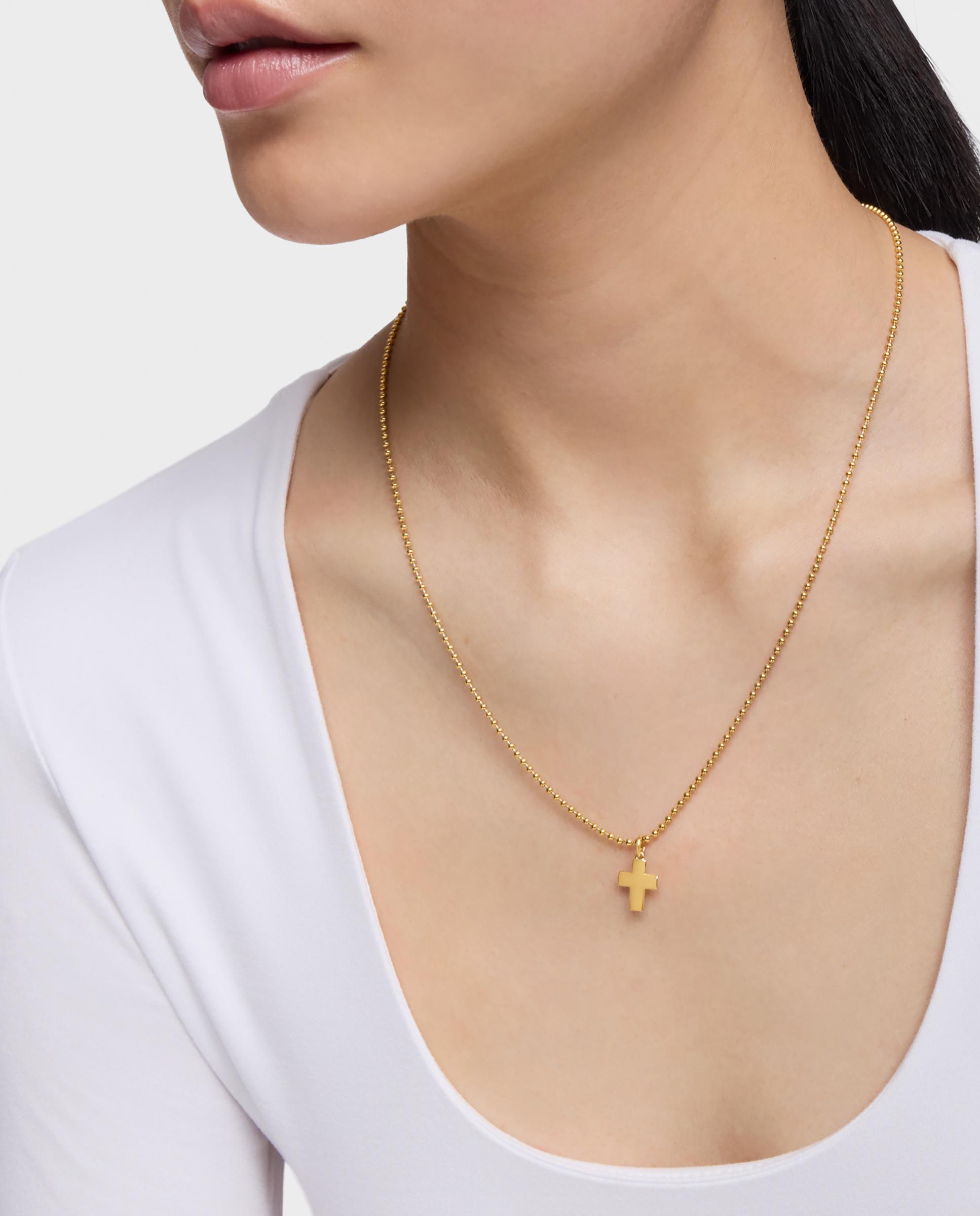 Pendente com Motivos Cruz Banhado em Ouro 18 Kt Sobre Prata Dourado-5