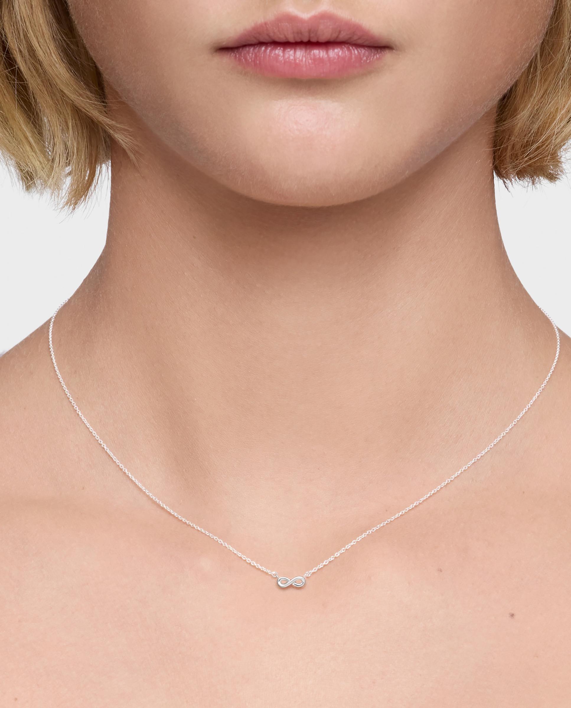 Corrente com Pendentes de Motivos Curto Infinito de Prata Prateado-4