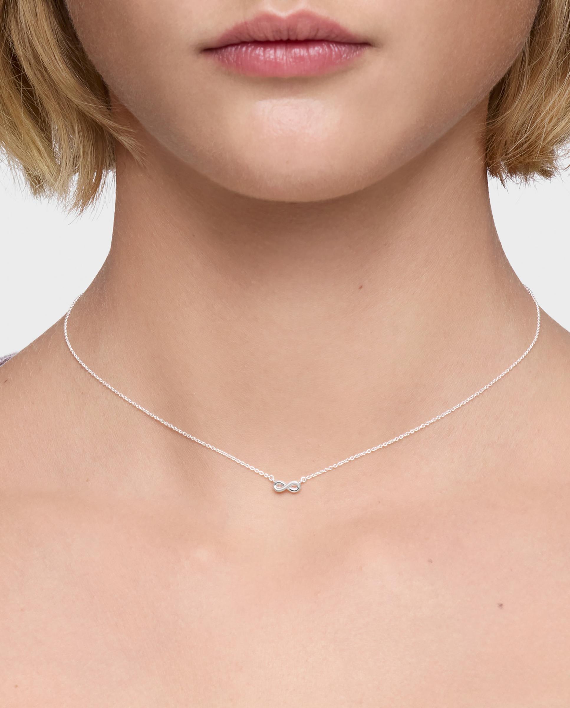 Corrente com Pendentes de Motivos Curto Infinito de Prata Prateado-5