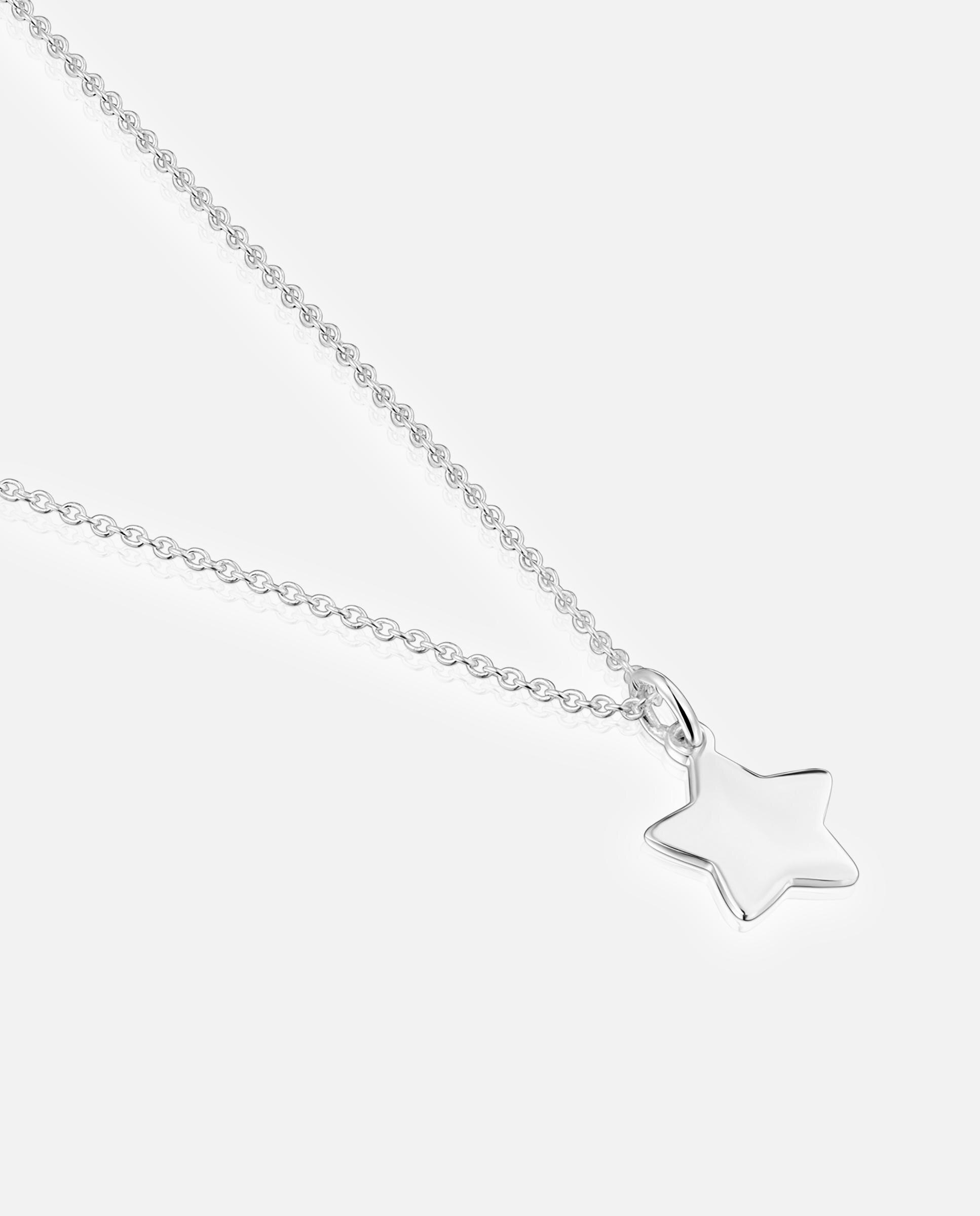 Corrente com Pendentes Motivos Curta Estrela de Prata Prateado-2