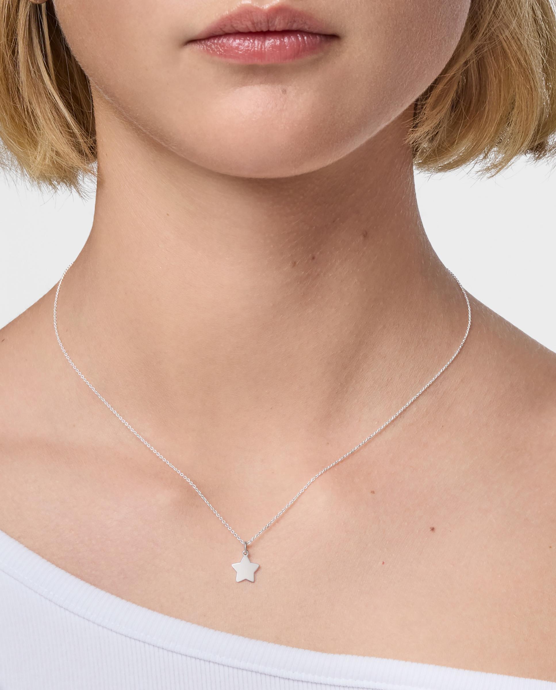 Corrente com Pendentes Motivos Curta Estrela de Prata Prateado-5