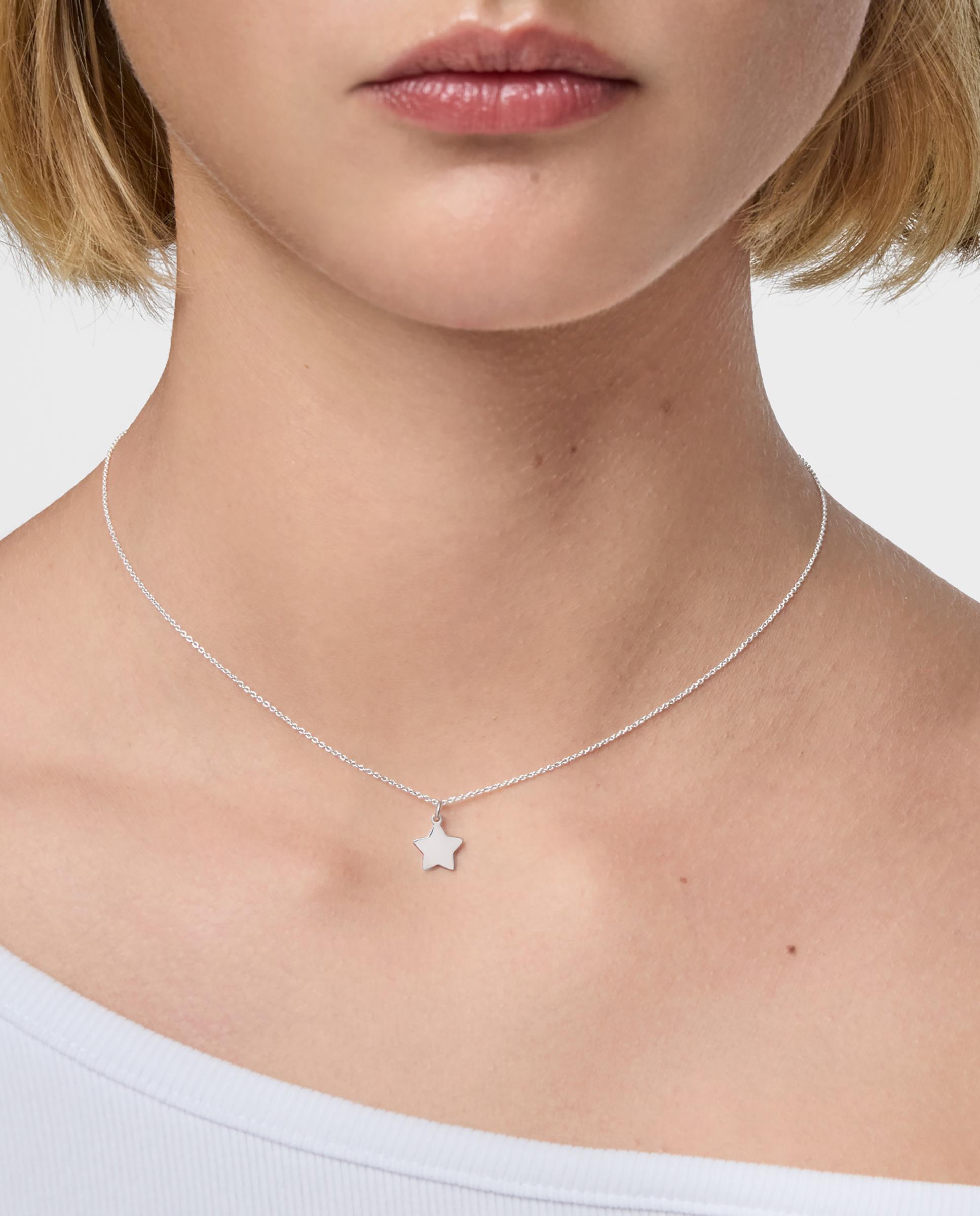 Corrente com Pendentes Motivos Curta Estrela de Prata Prateado-6