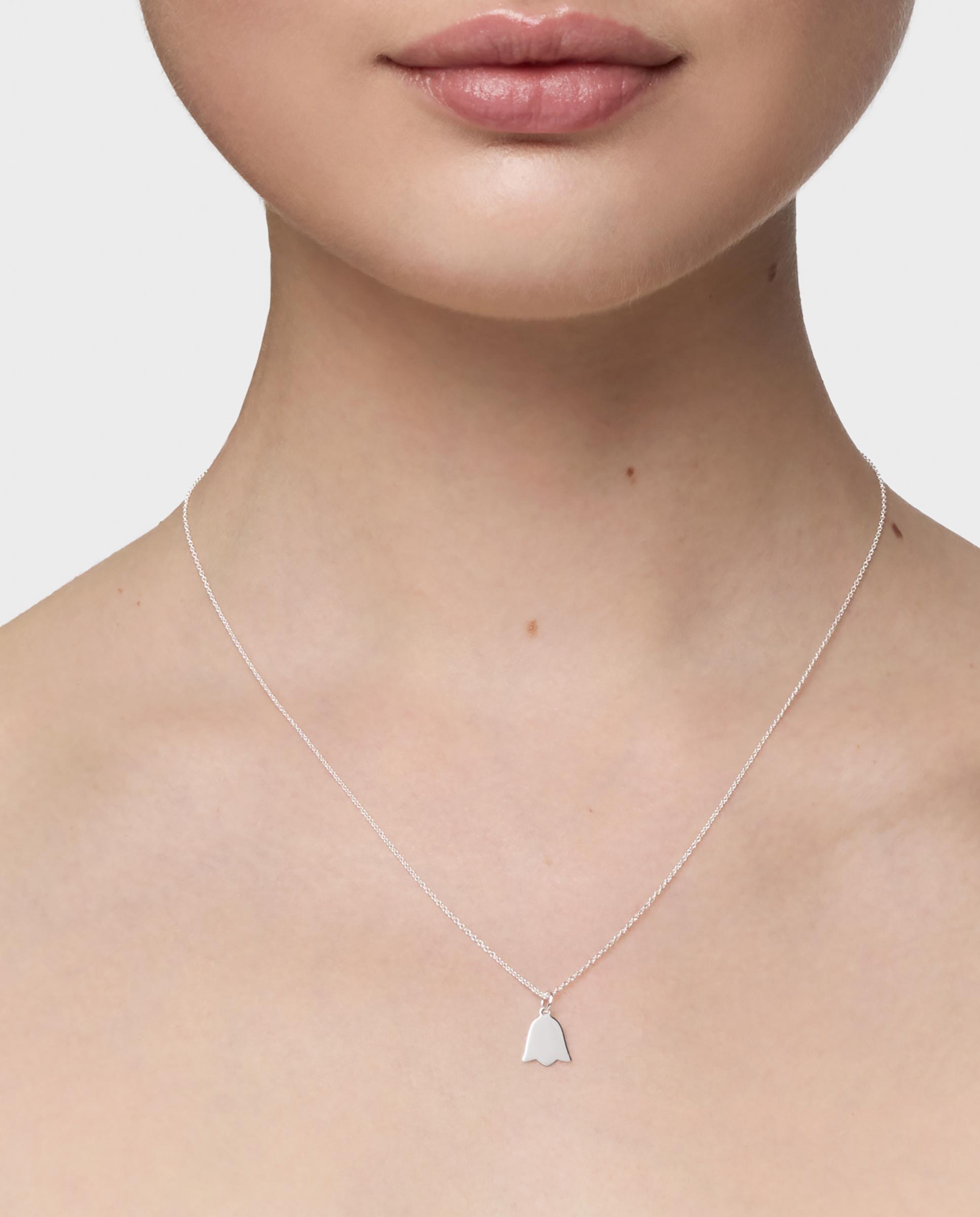 Corrente com Pendentes Motivos Curto Tulipán de Prata Prateado-5