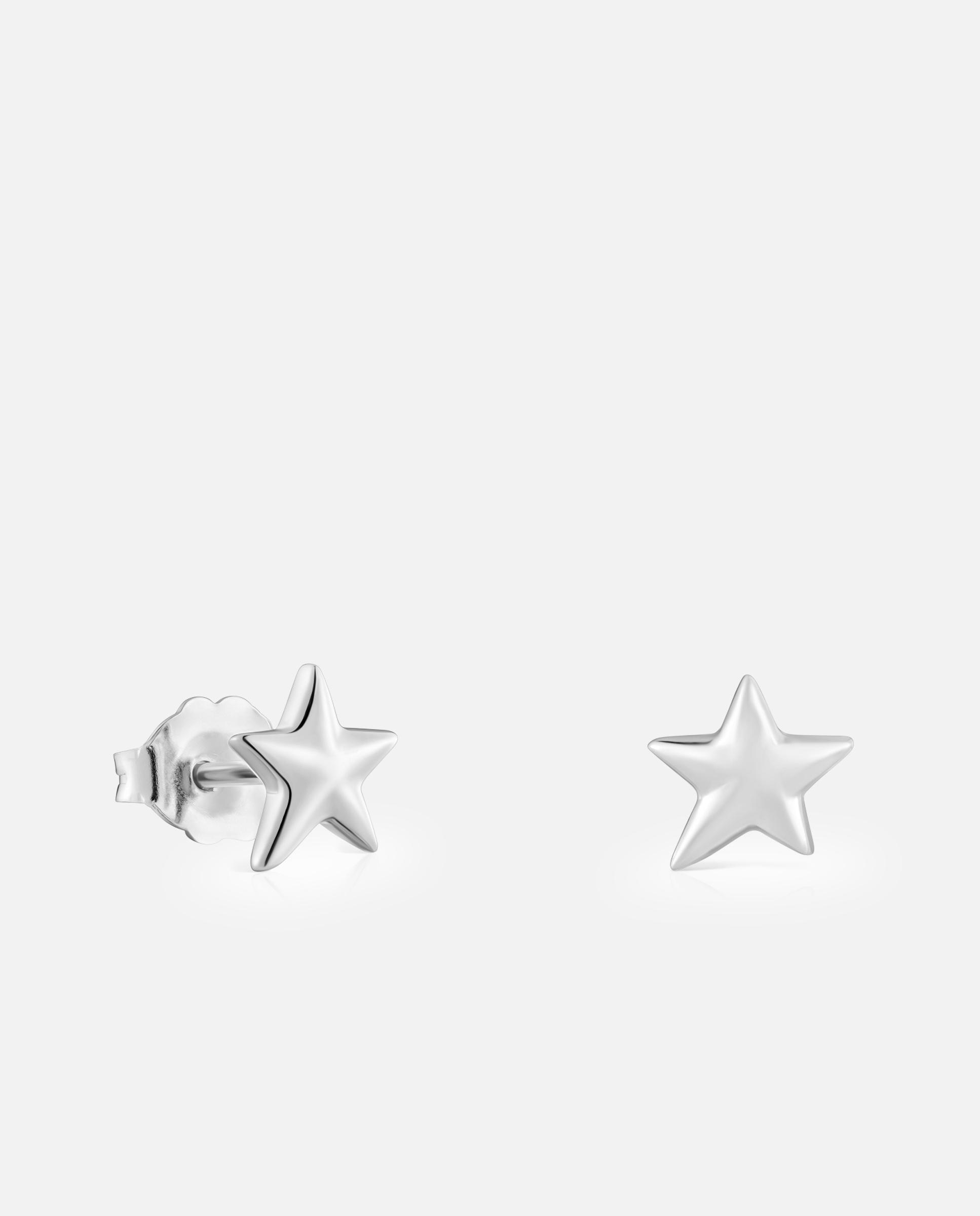 Brincos com Motivos Estrela de Prata Prateado-1