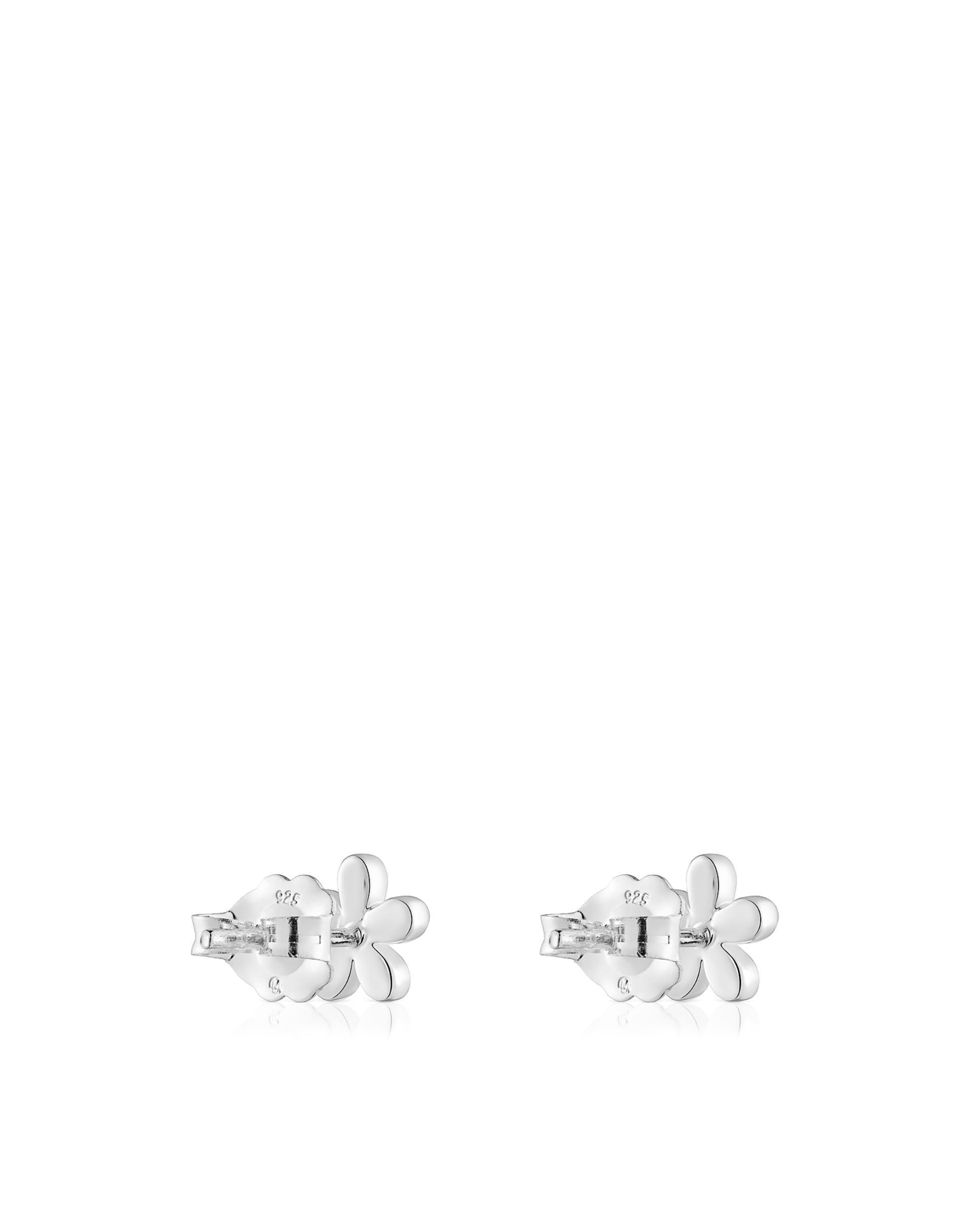 Brincos Motivos Flor de Prata Prateado-3