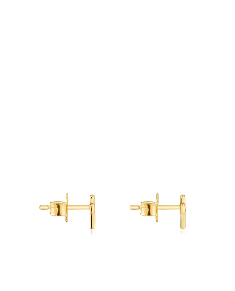 Brincos Motivos Cruz Banhados a Ouro 18 Kt Sobre Prata Dourado-2