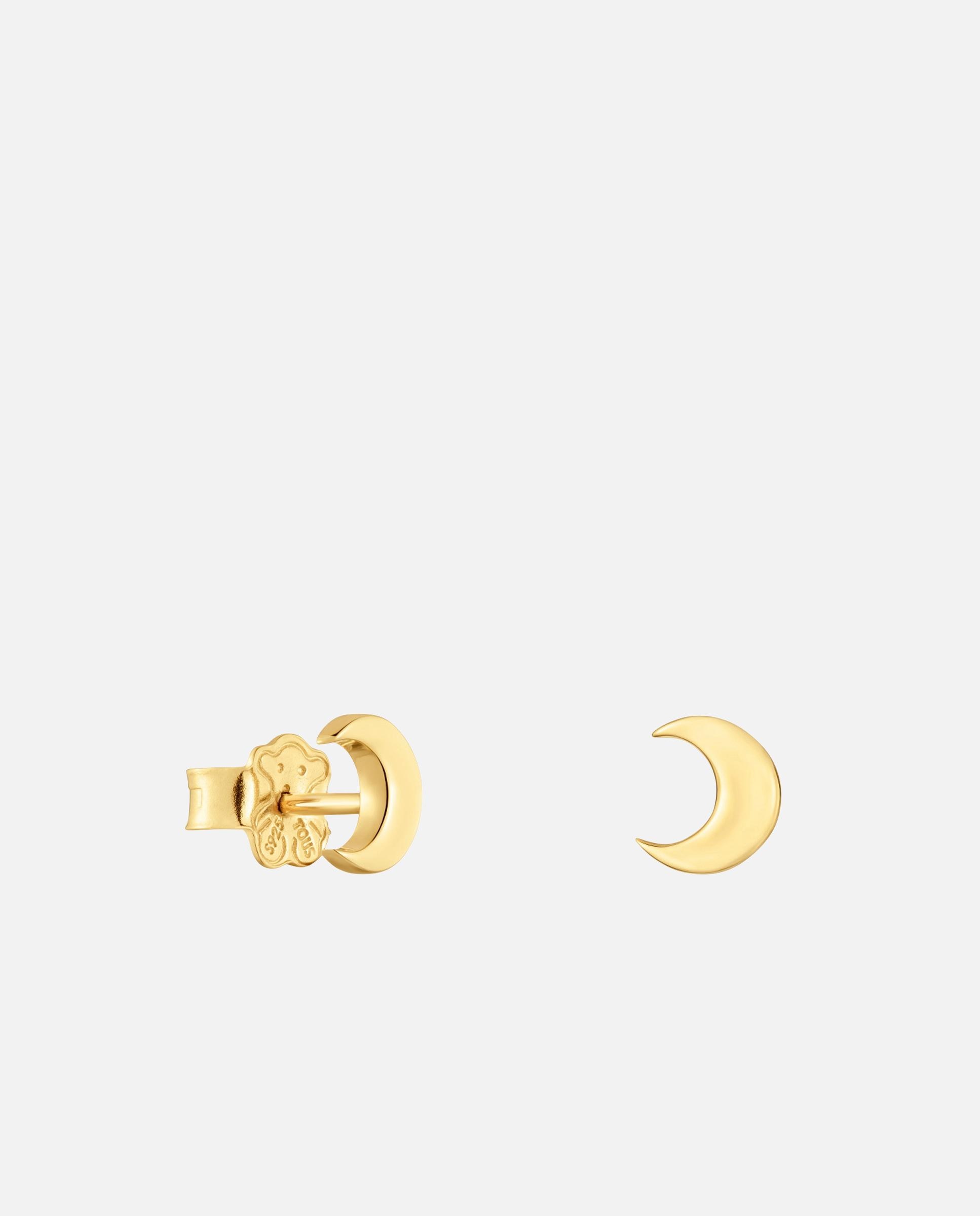 Imagem 0 de Brincos Motivos Lua Banhados a Ouro 18 Kt Sobre Prata