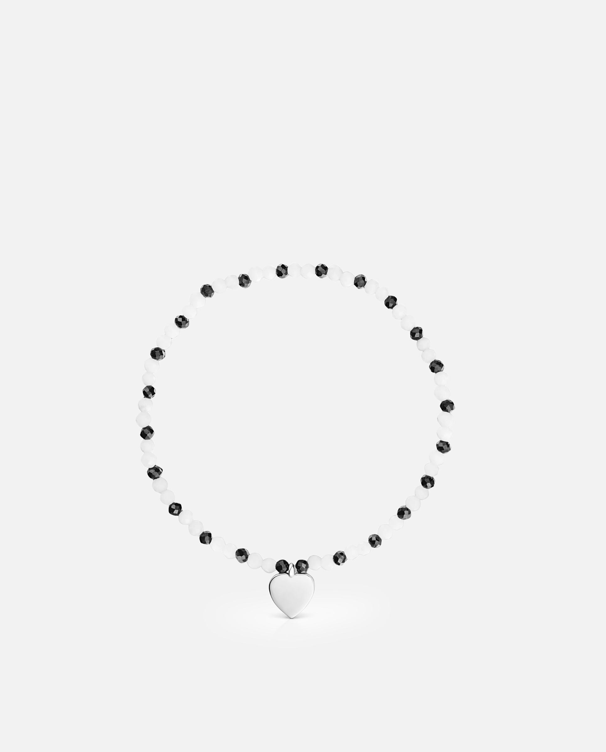 Pulseira com Charms de Calcedónia Espinelas e Coração de Prata Multicolor-2