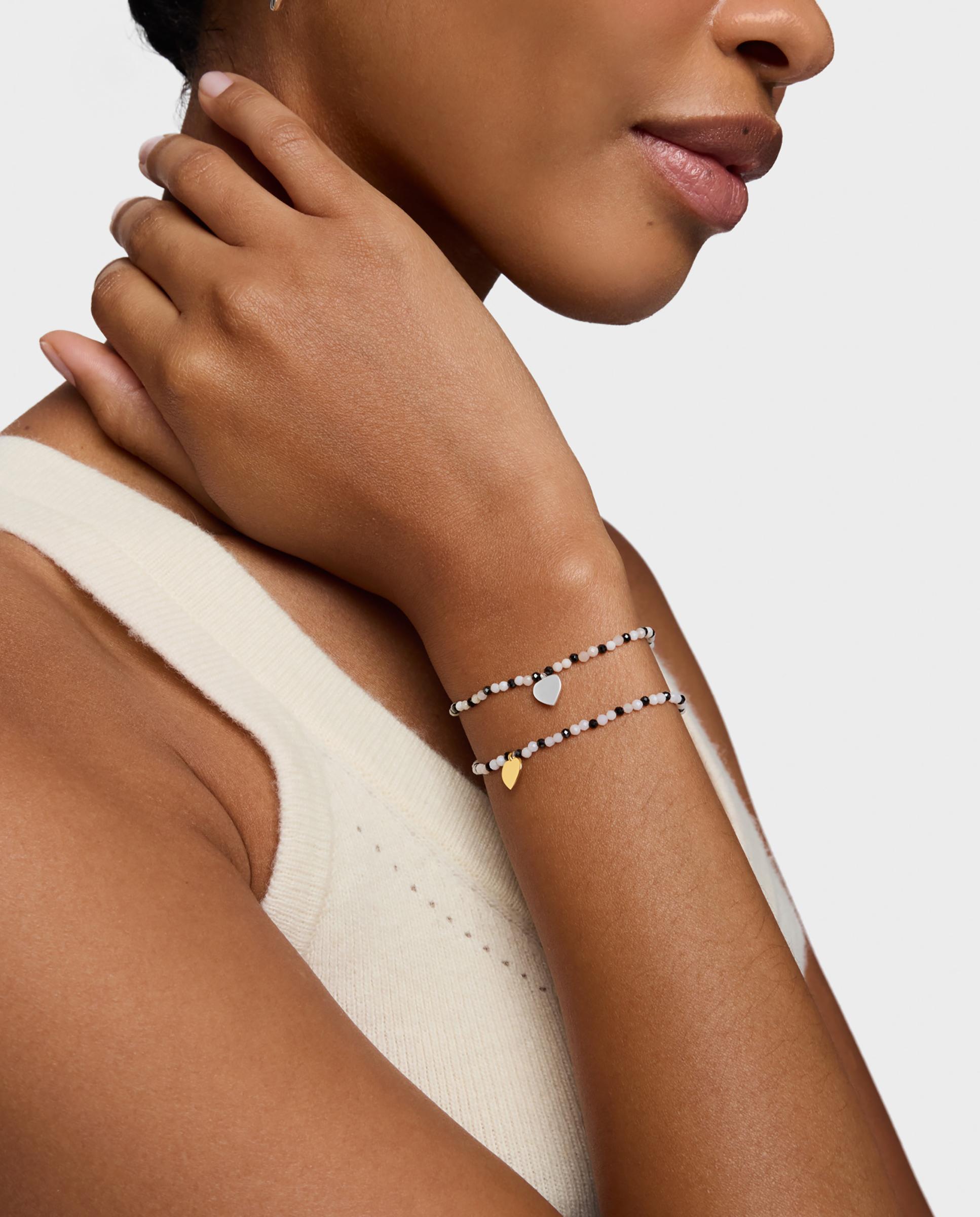 Pulseira com Charms de Calcedónia Espinelas e Coração de Prata Multicolor-5