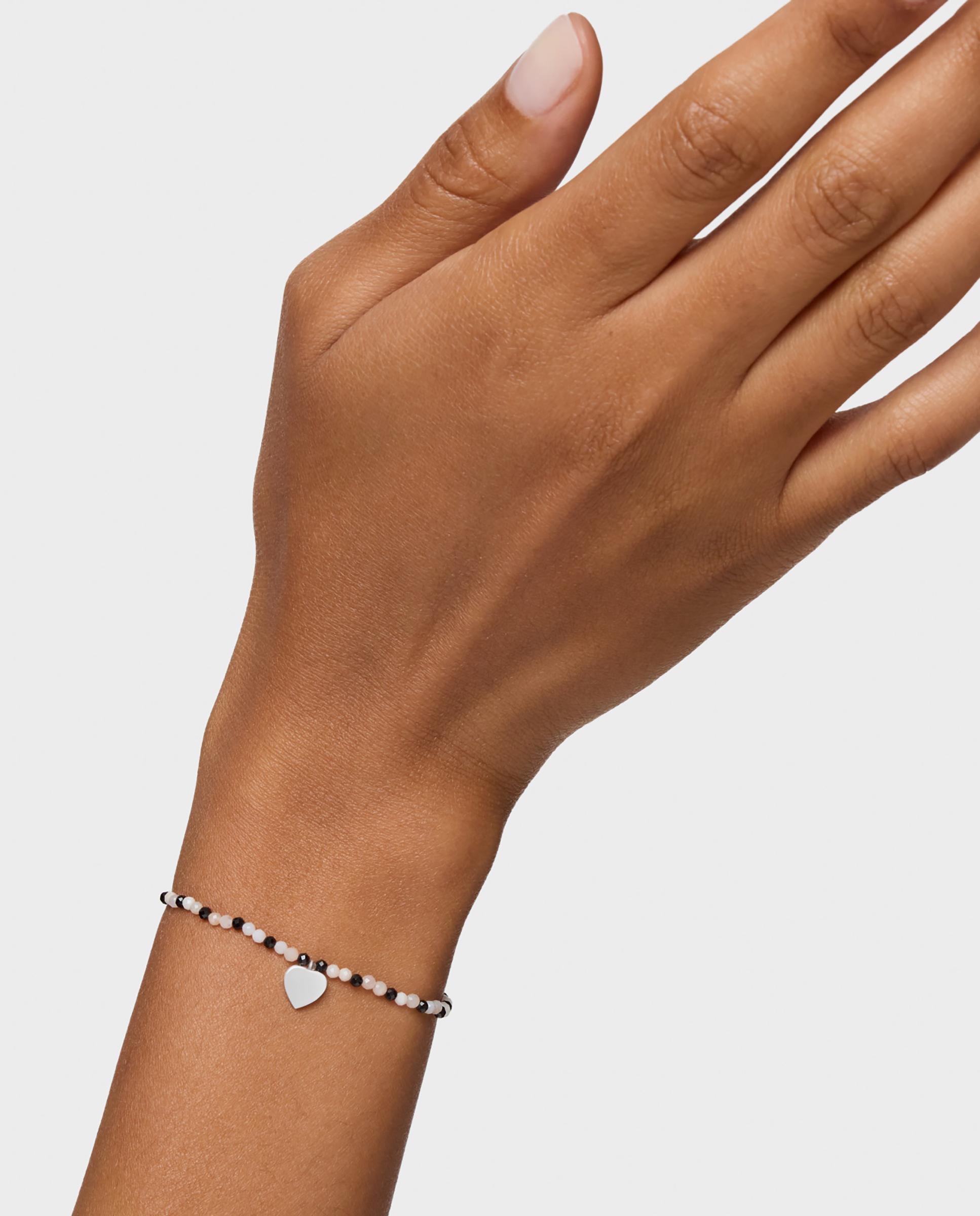 Pulseira com Charms de Calcedónia Espinelas e Coração de Prata Multicolor-6