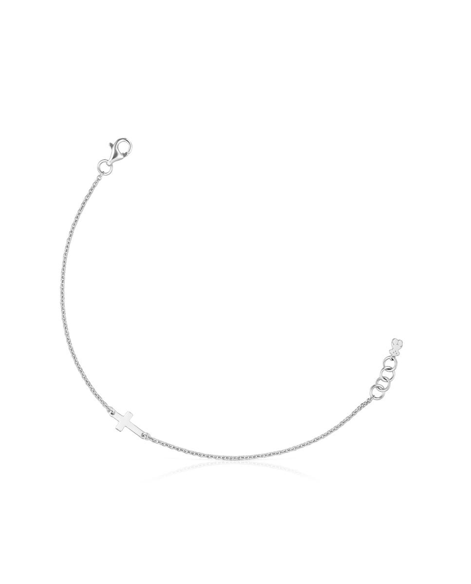 Pulseira de Corrente com Motivos Cruz de Prata Prateado-1