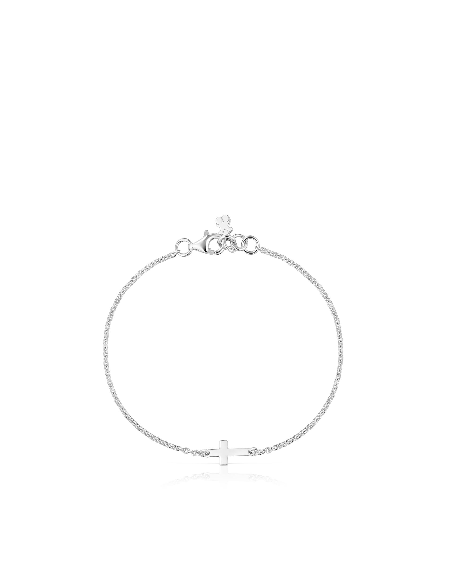 Pulseira de Corrente com Motivos Cruz de Prata Prateado-2