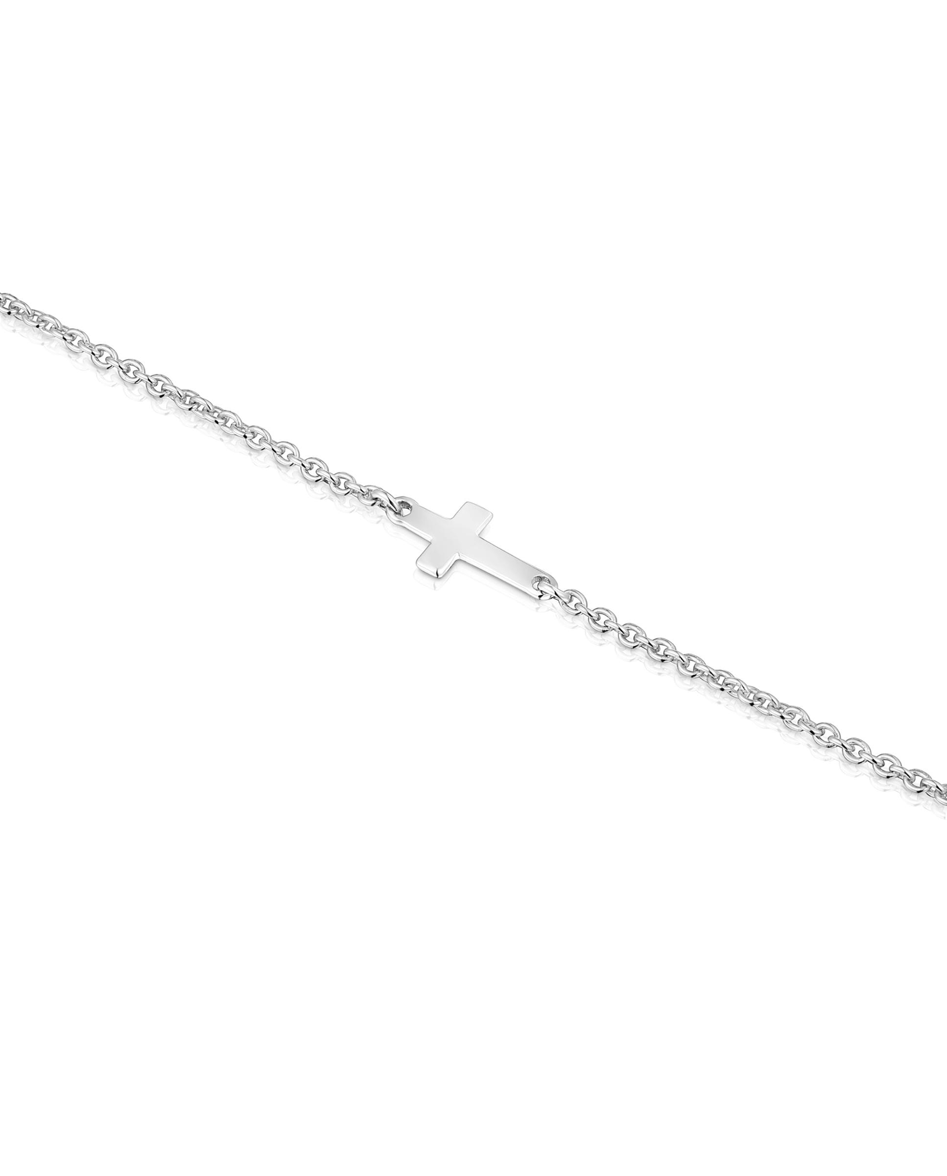 Pulseira de Corrente com Motivos Cruz de Prata Prateado-3