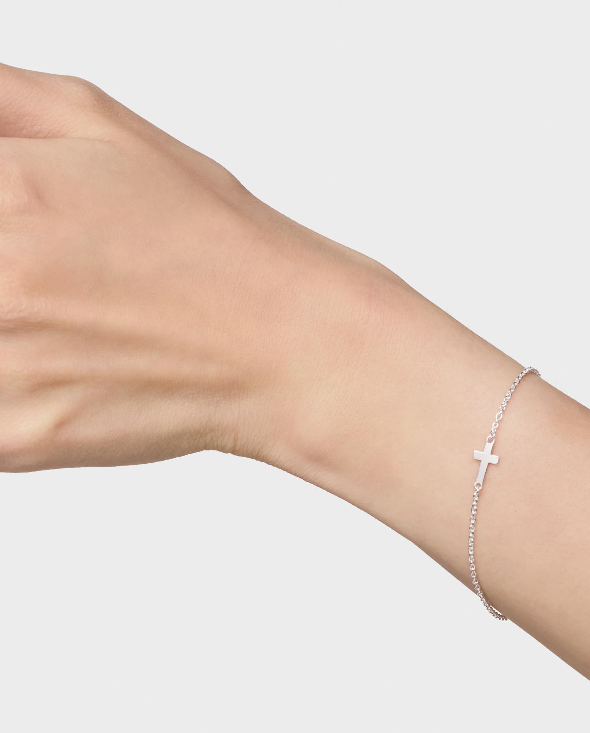Pulseira de Corrente com Motivos Cruz de Prata Prateado-6
