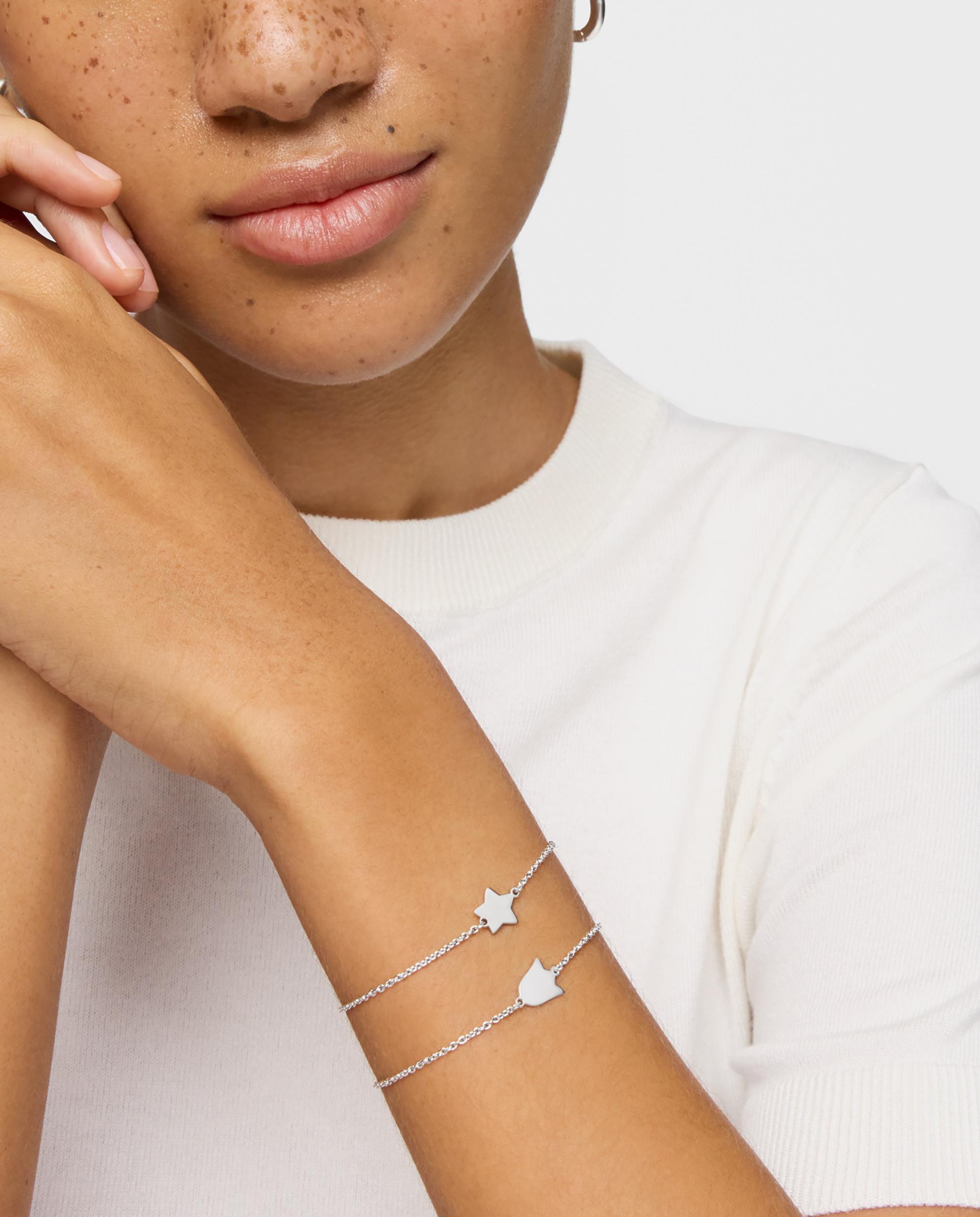 Pulseira de Corrente com Motivos Estrela de Prata Prateado-5