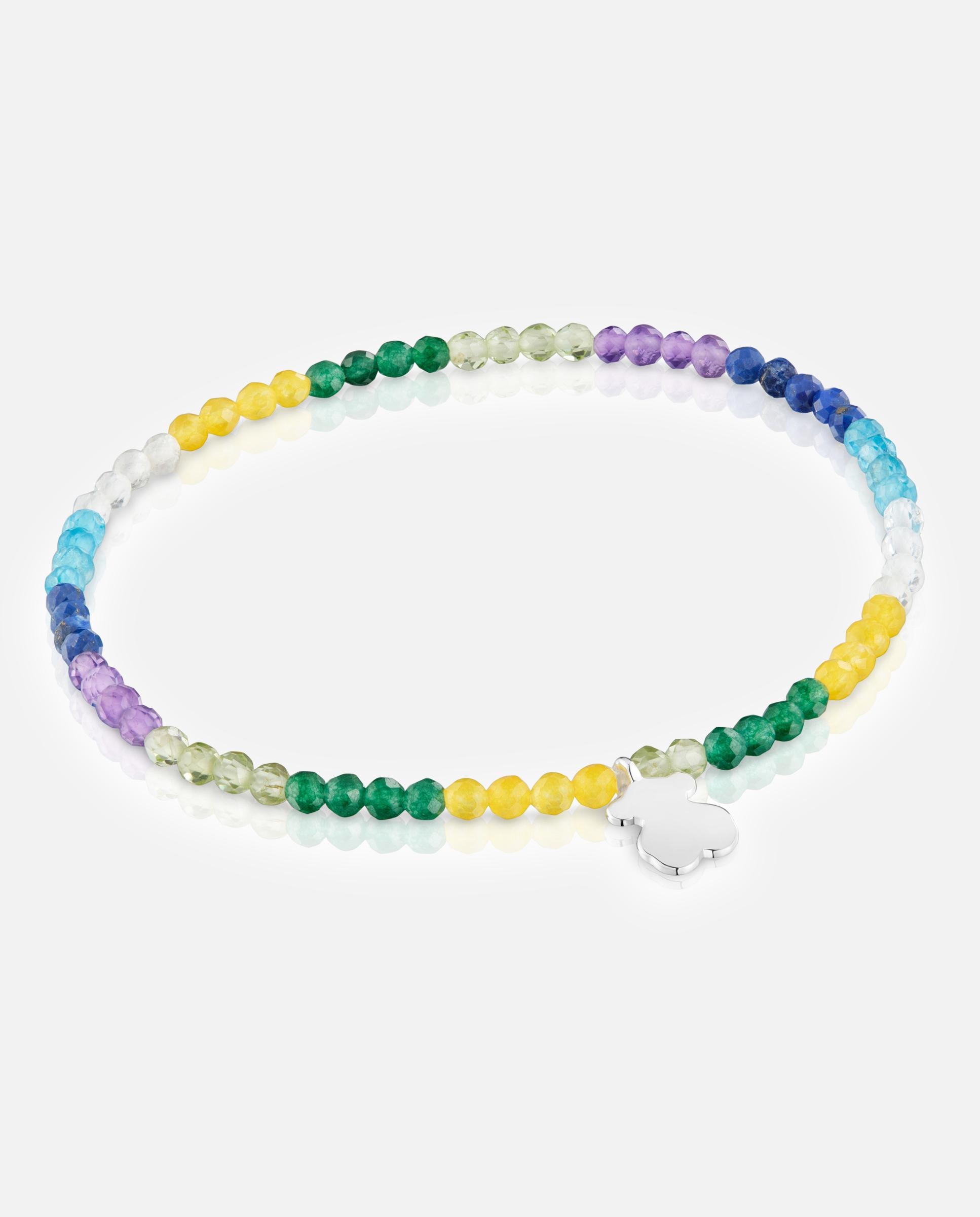 Imagem 0 de Pulseira com Charms Motivos Elástica com Gemas e Urso de Prata