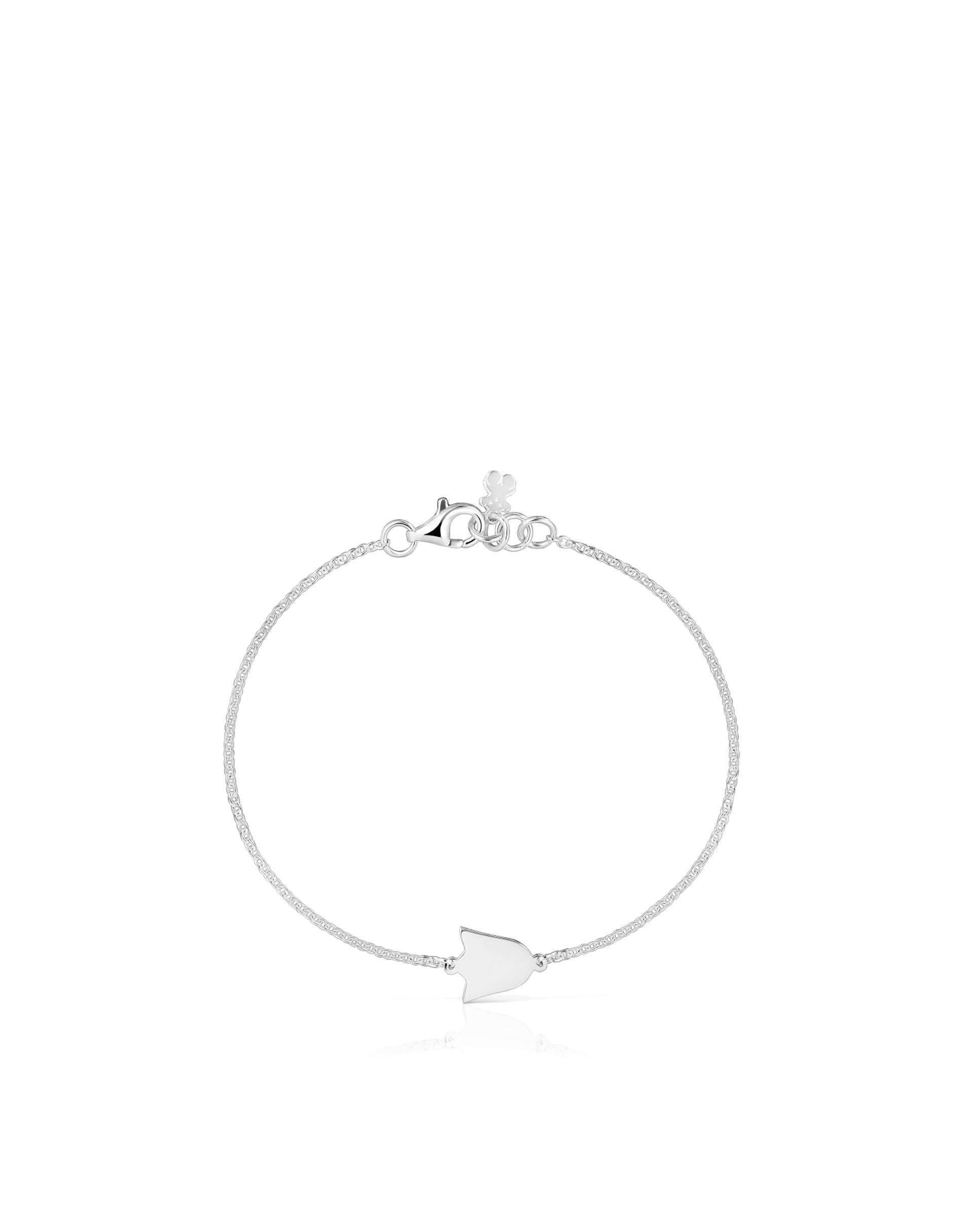Pulseira de Corrente com Motivos Tulipa de Prata Prateado-2