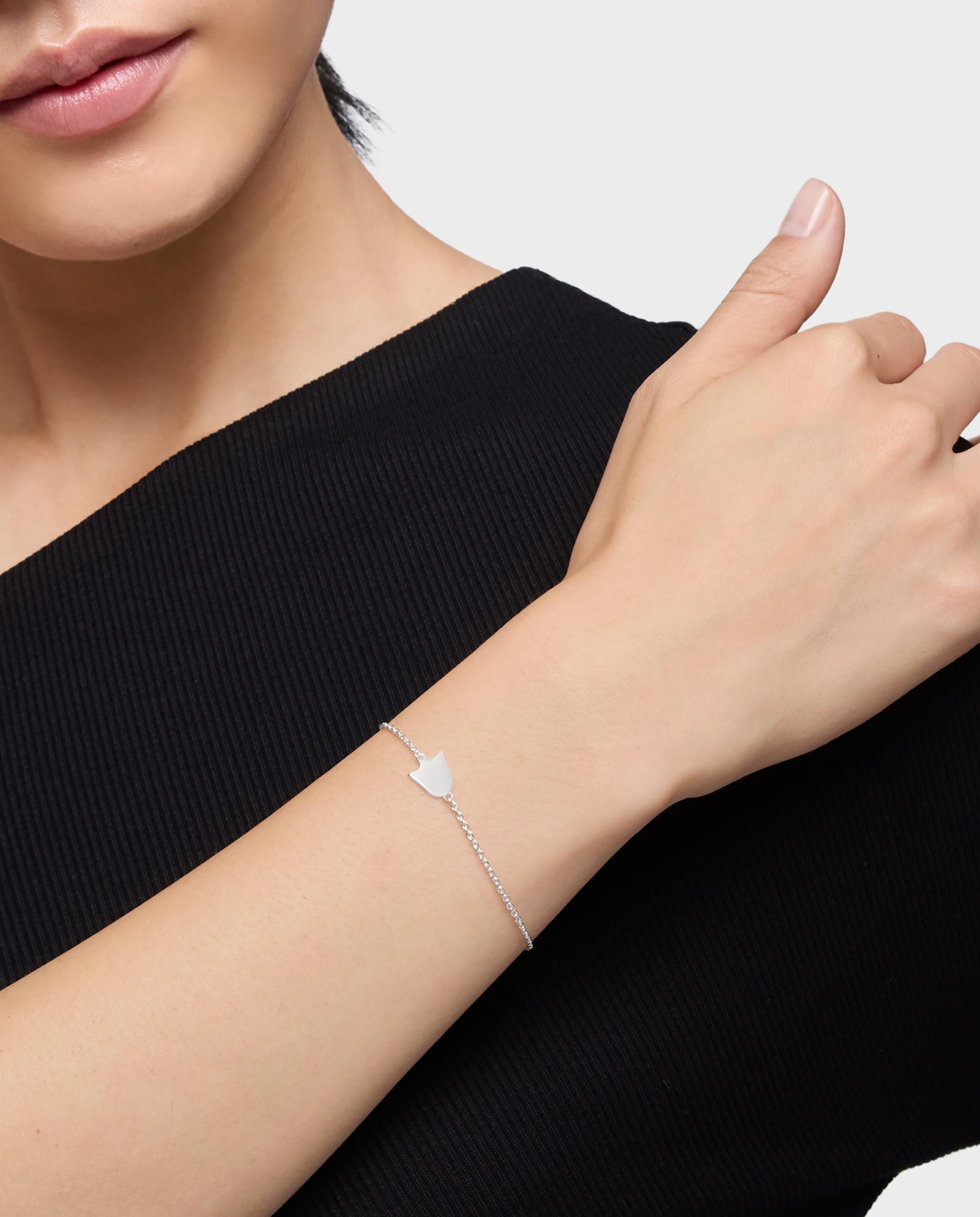 Pulseira de Corrente com Motivos Tulipa de Prata Prateado-4