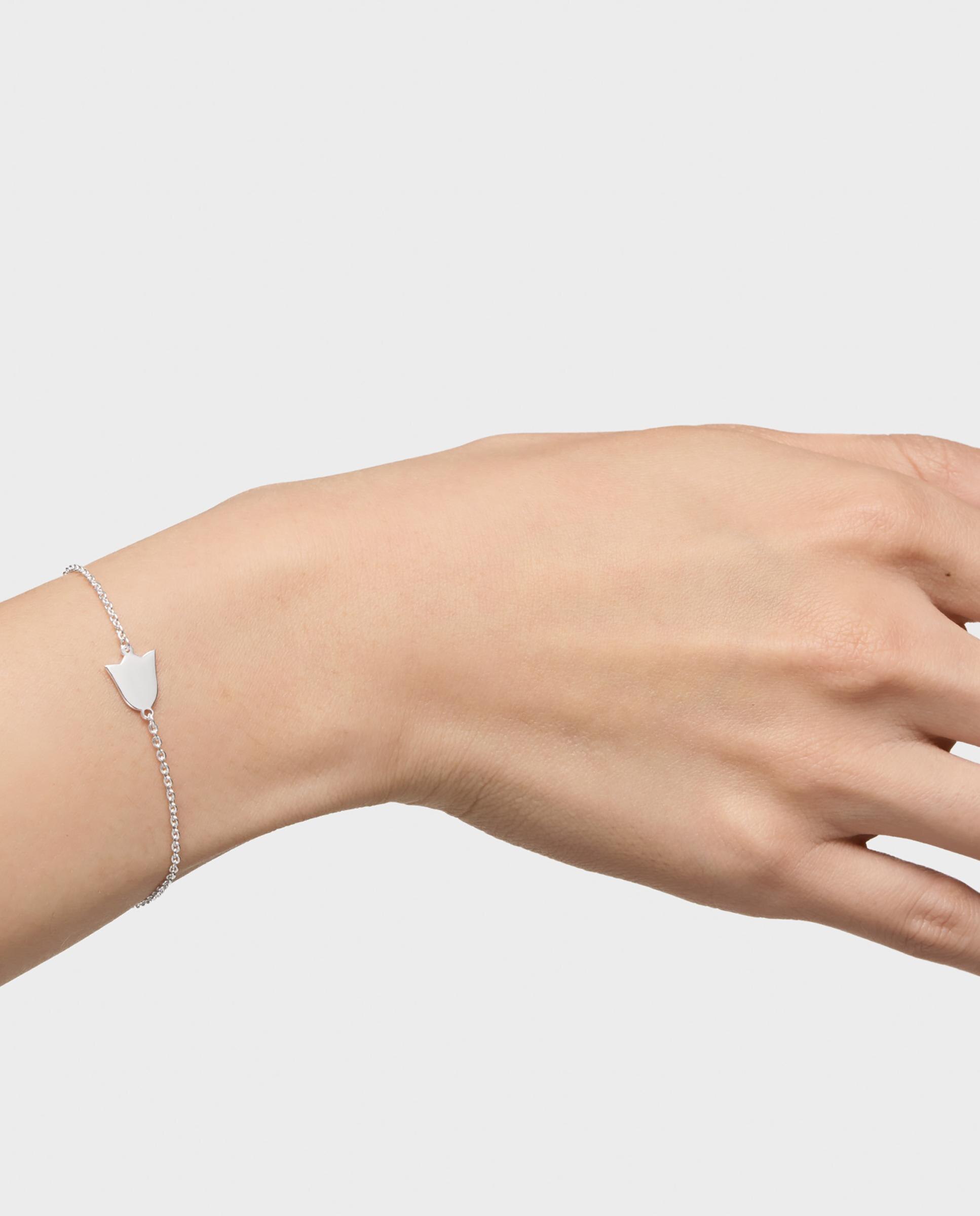 Pulseira de Corrente com Motivos Tulipa de Prata Prateado-6