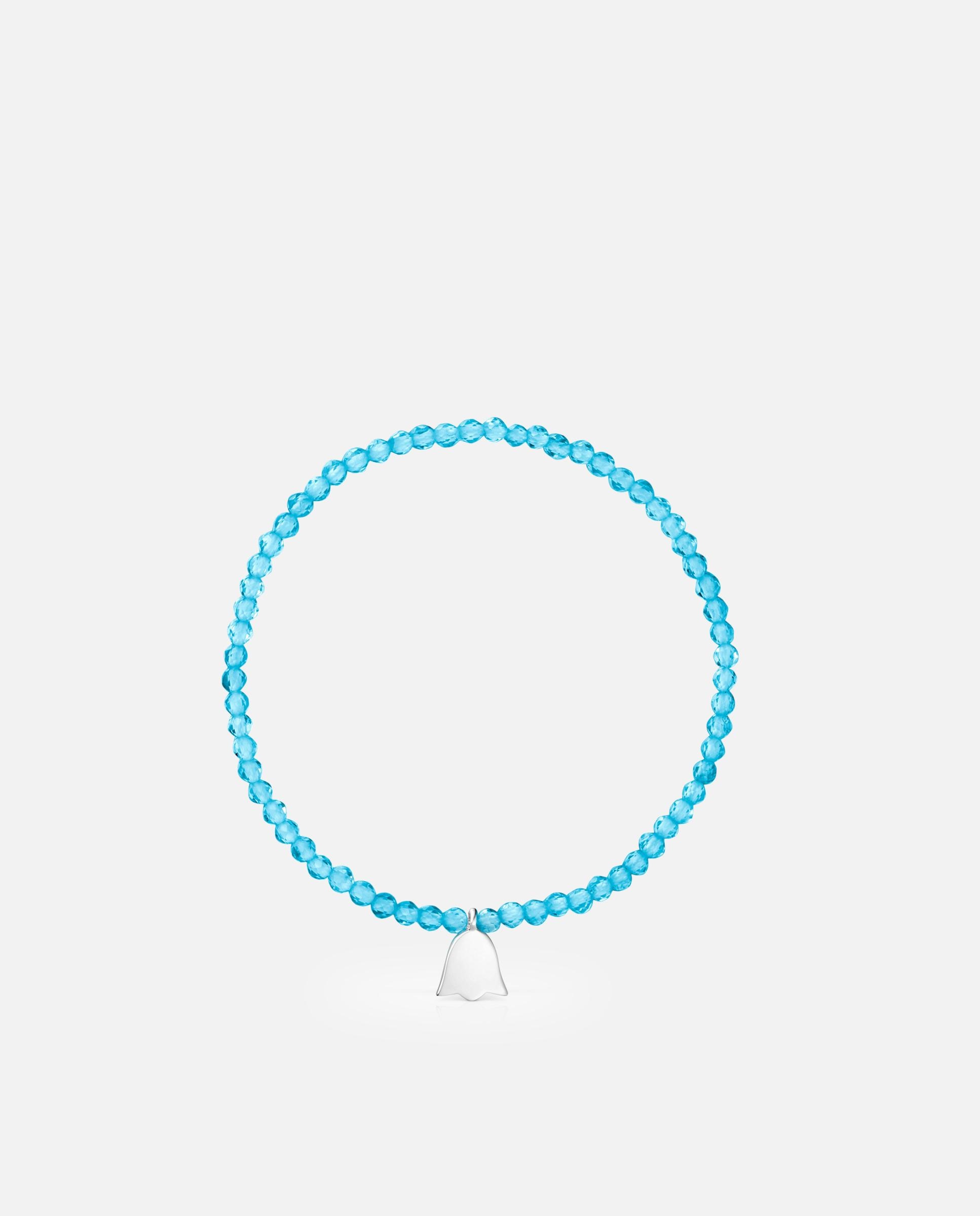 Pulseira com Charms Motivos Elástica com Apatito Neón e Tulipa de Prata Azul-turquesa-2