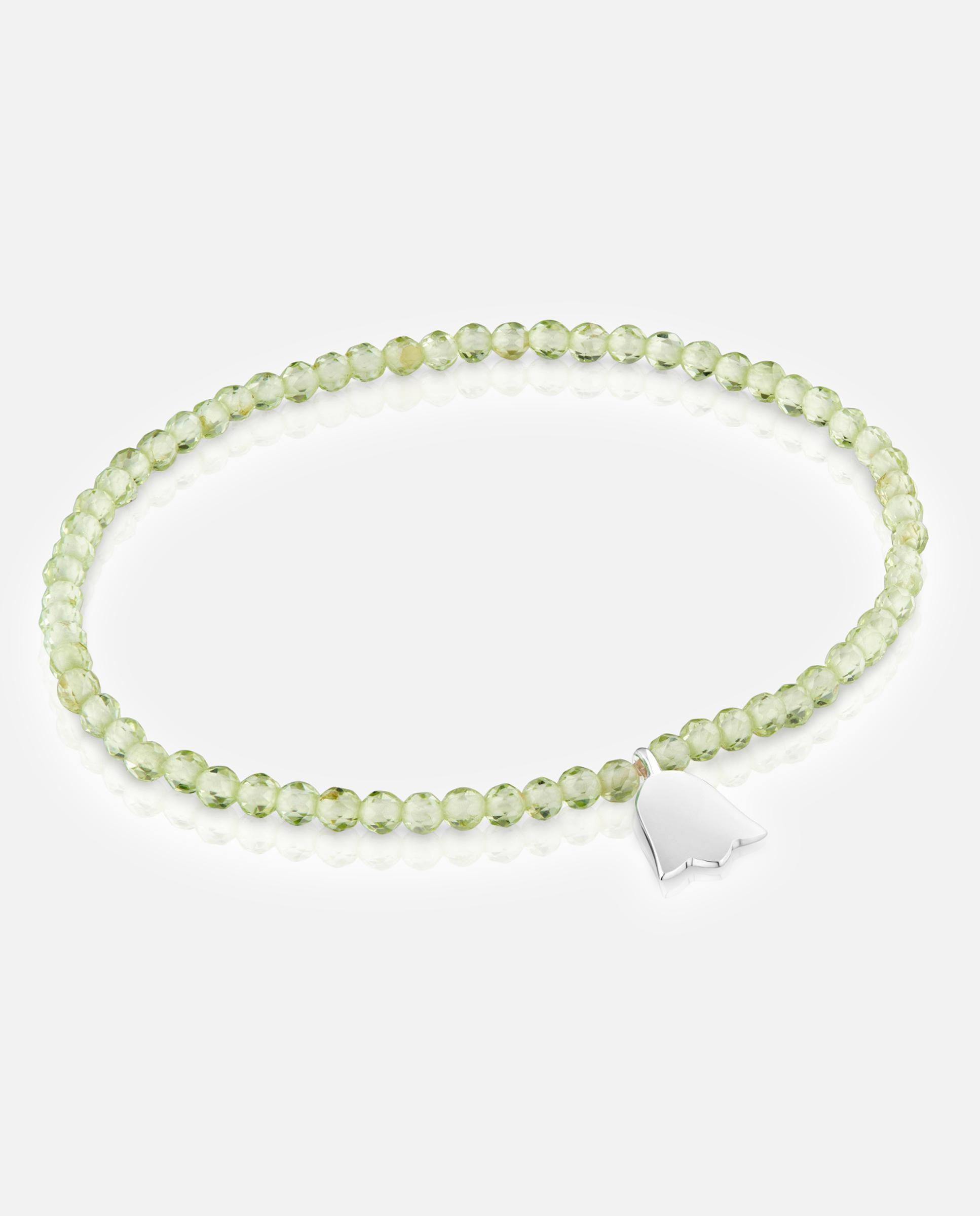 Imagem 0 de Pulseira com Charms Motivos Elástica com Peridoto e Tulipa de Prata