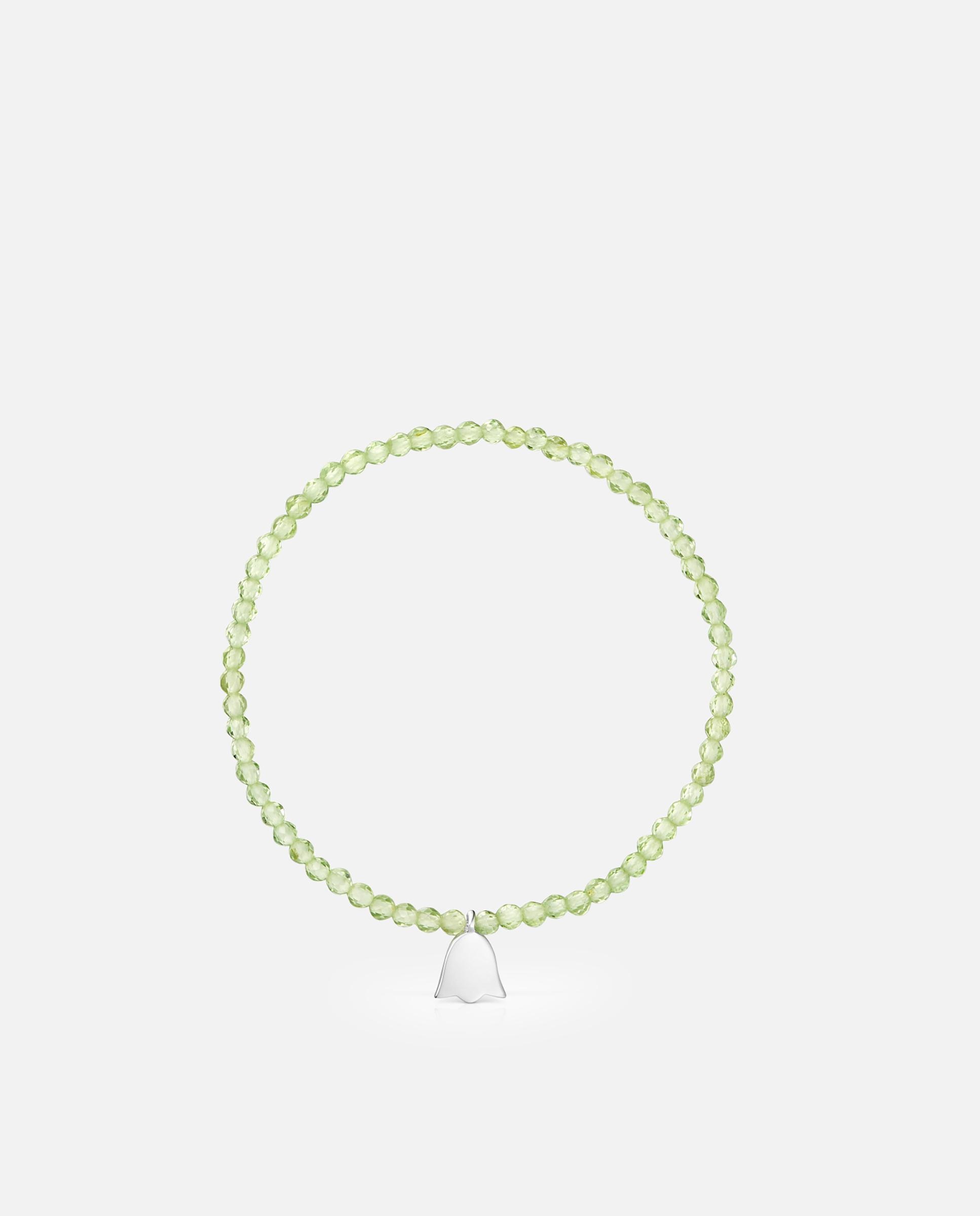 Pulseira com Charms Motivos Elástica com Peridoto e Tulipa de Prata Verde-claro-2