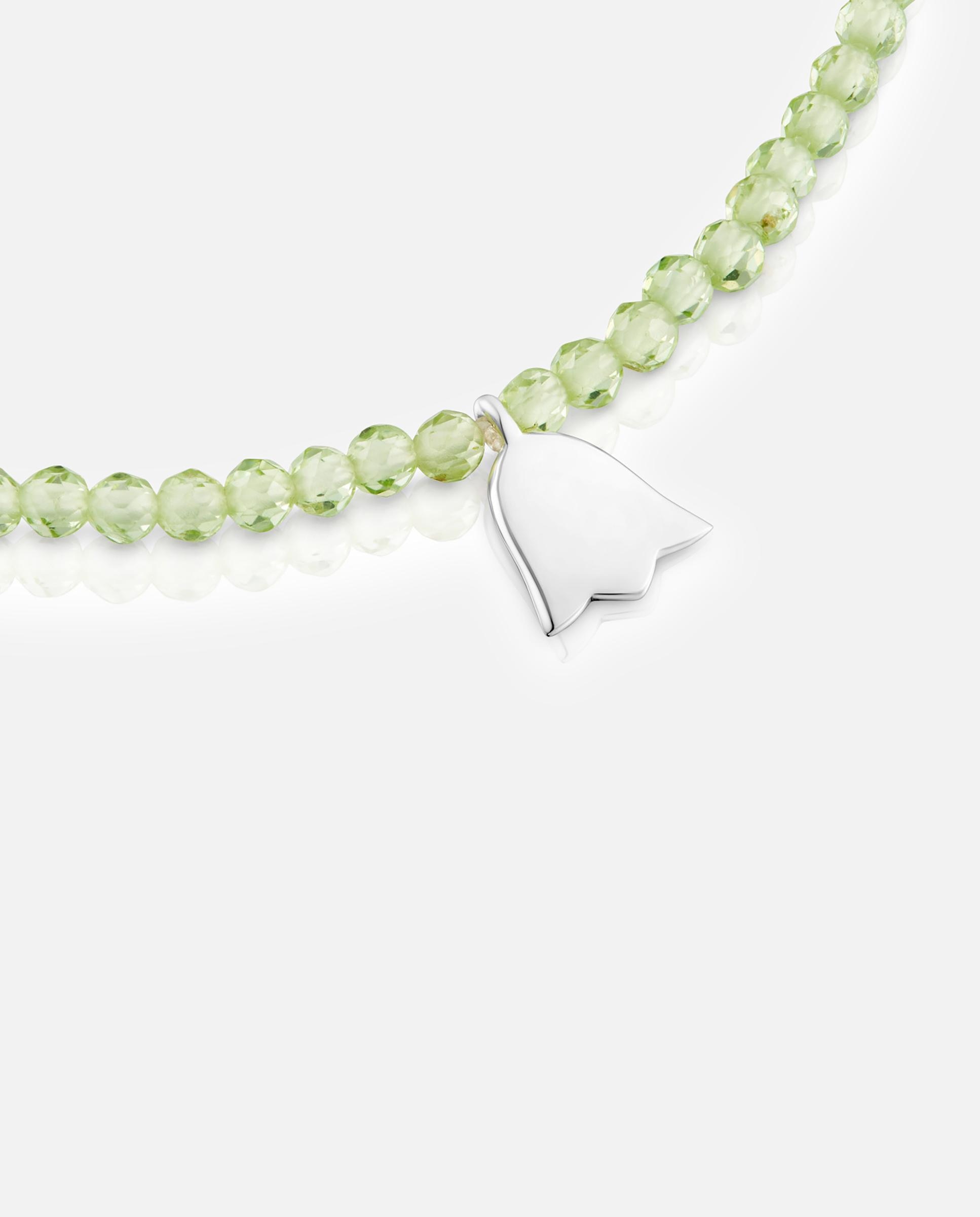 Pulseira com Charms Motivos Elástica com Peridoto e Tulipa de Prata Verde-claro-3