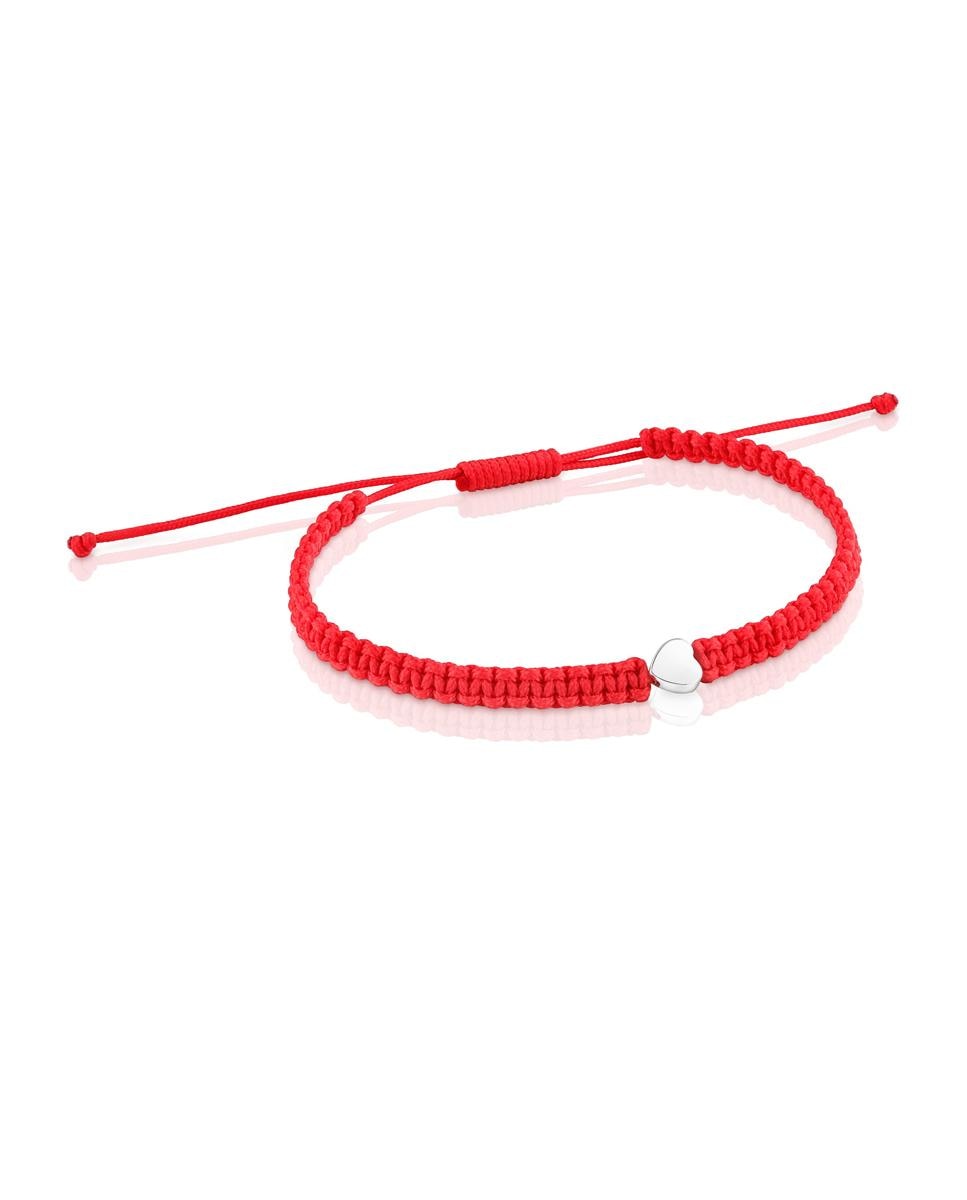 Imagem 0 de Pulseira Motivos Flor de Prata e Nylon em Vermelho