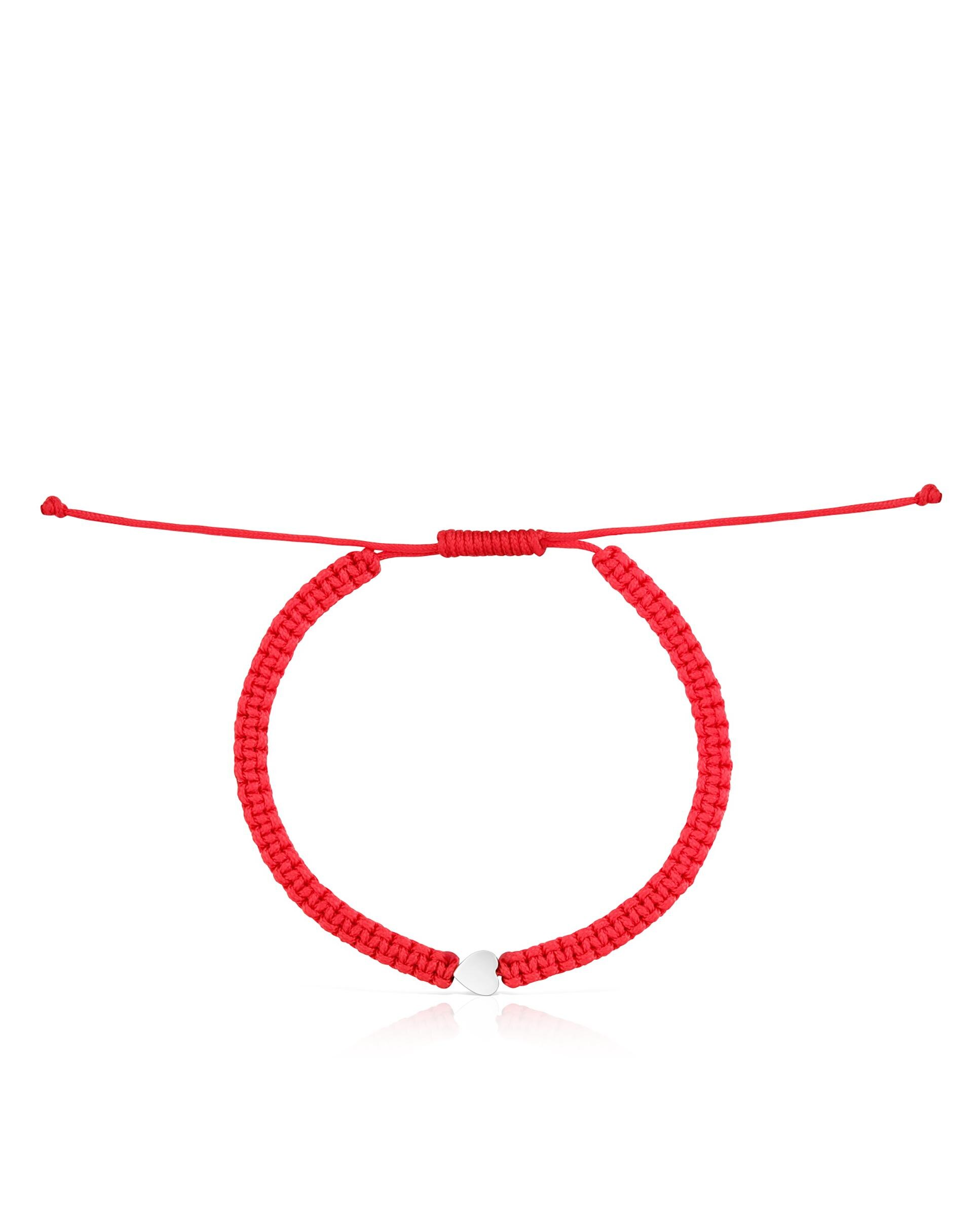 Pulseira Motivos Flor de Prata e Nylon em Vermelho Multicolor-2