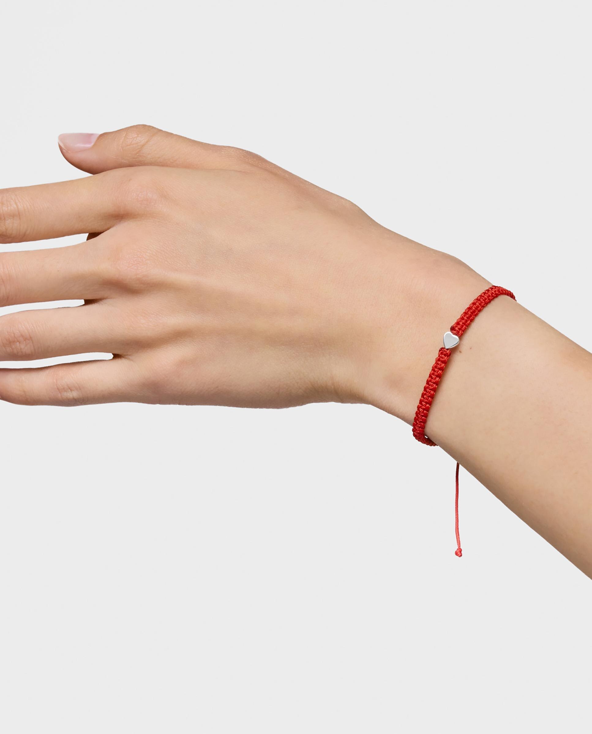 Pulseira Motivos Flor de Prata e Nylon em Vermelho Multicolor-6