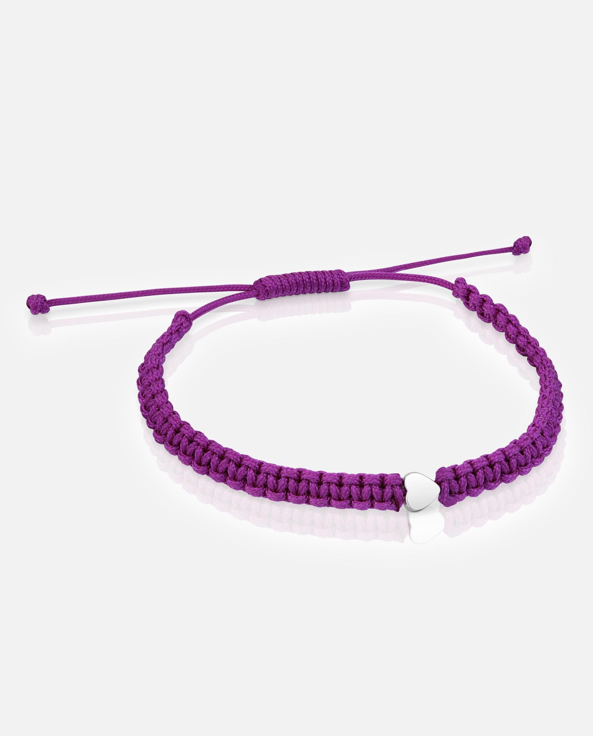 Imagem 0 de Pulseira com Motivos de Flor de Prata e Nylon em Lilás