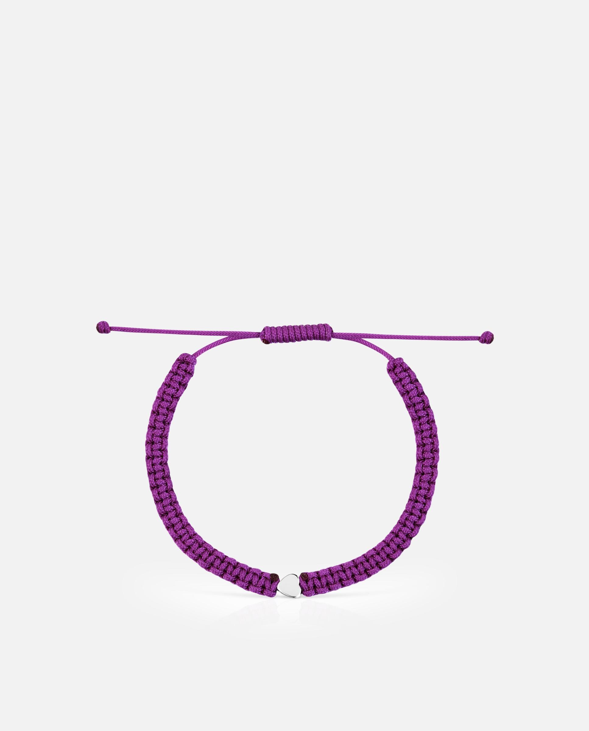Pulseira com Motivos de Flor de Prata e Nylon em Lilás Multicolor-2