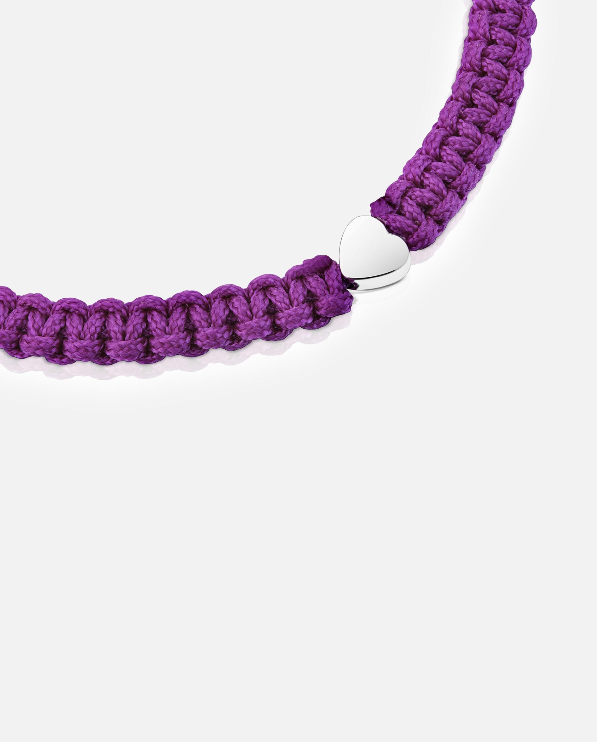 Pulseira com Motivos de Flor de Prata e Nylon em Lilás Multicolor-3