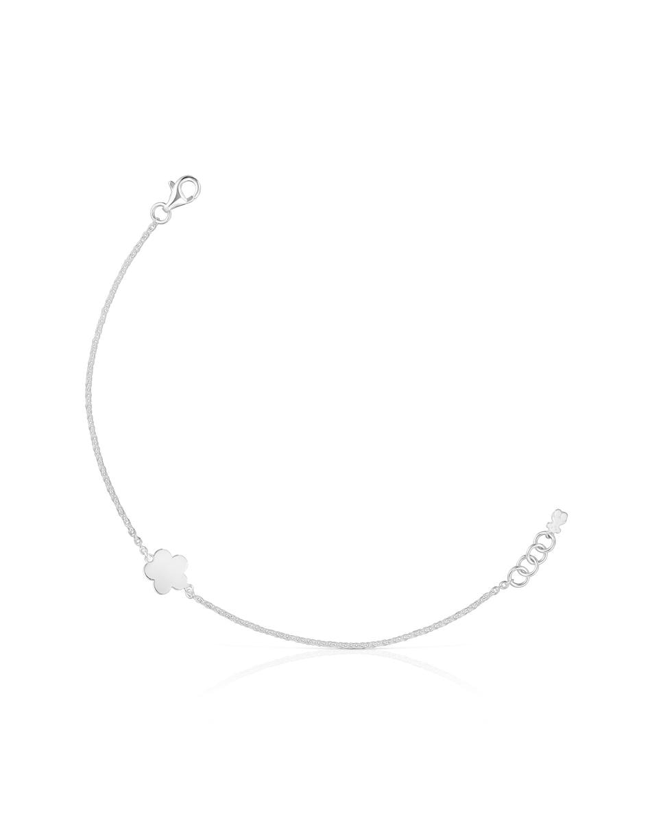 Imagem 0 de Pulseira de Corrente com Motivos Flor de Prata